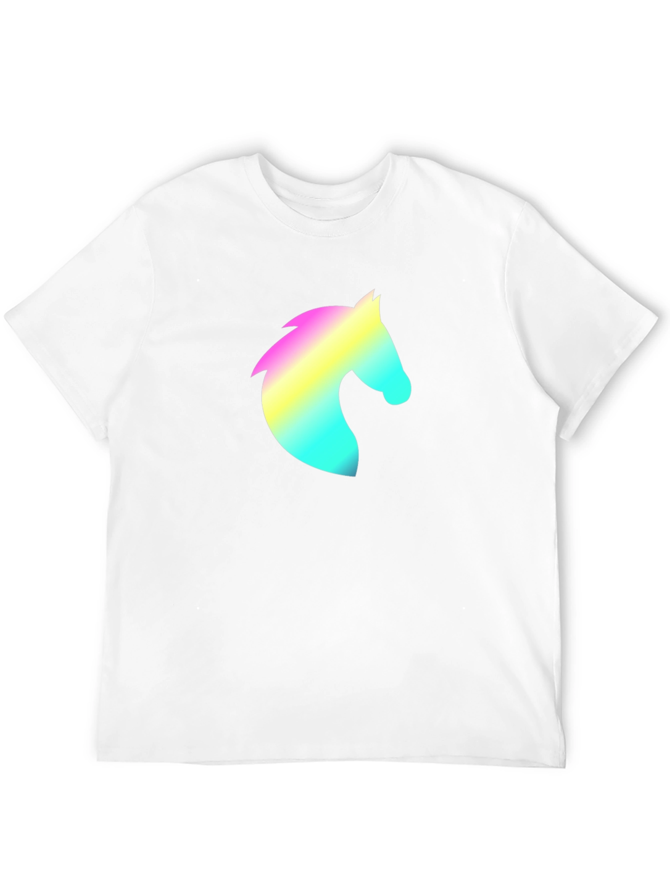 Mens Black T-Shirt with Rainbow Horse Head Design