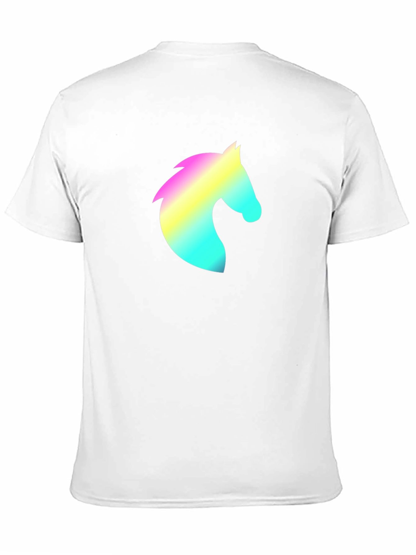 Mens Black T-Shirt with Rainbow Horse Head Design