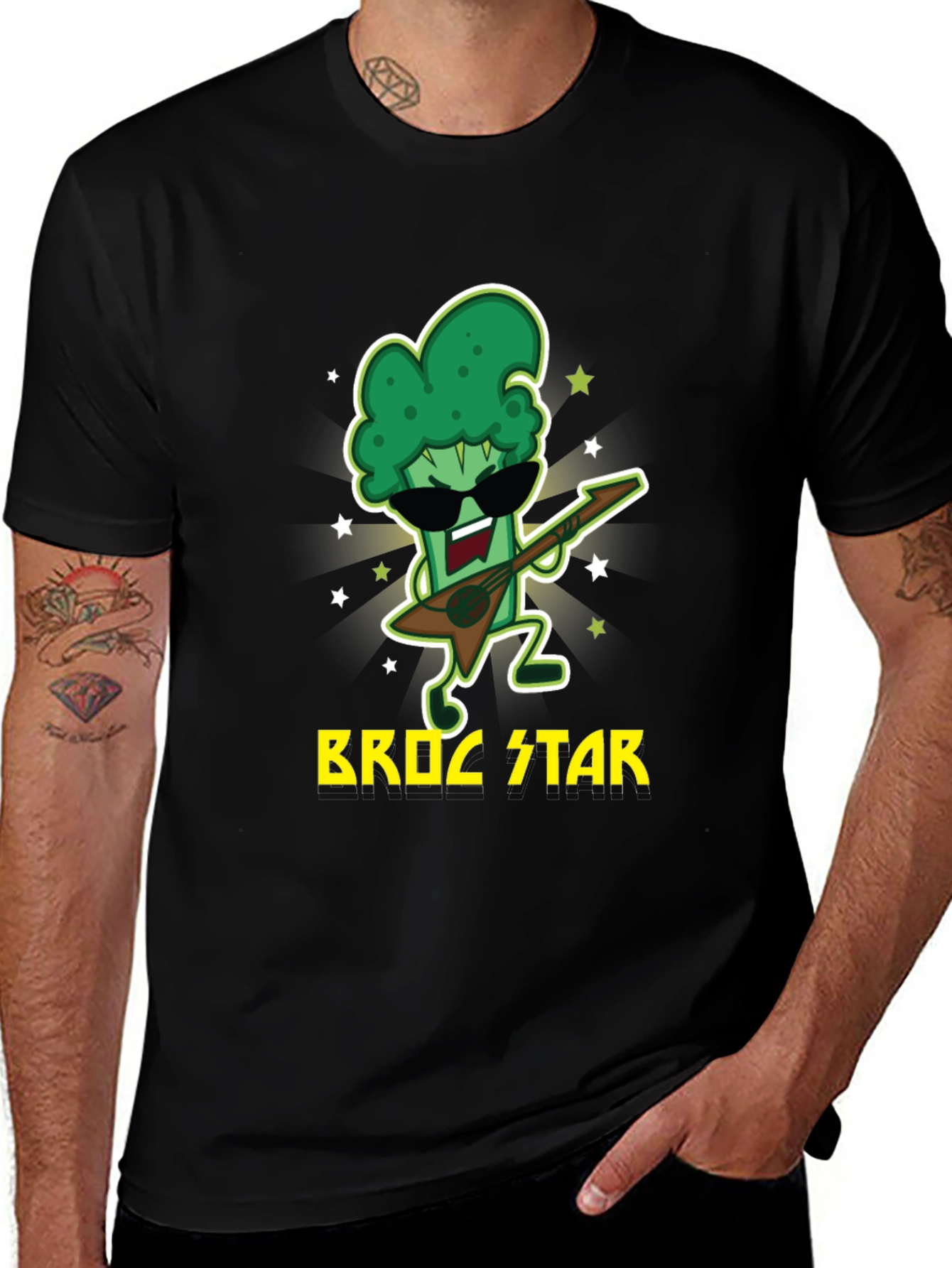 Broccoli Rock Star Graphic Tee - Cool & Funny!