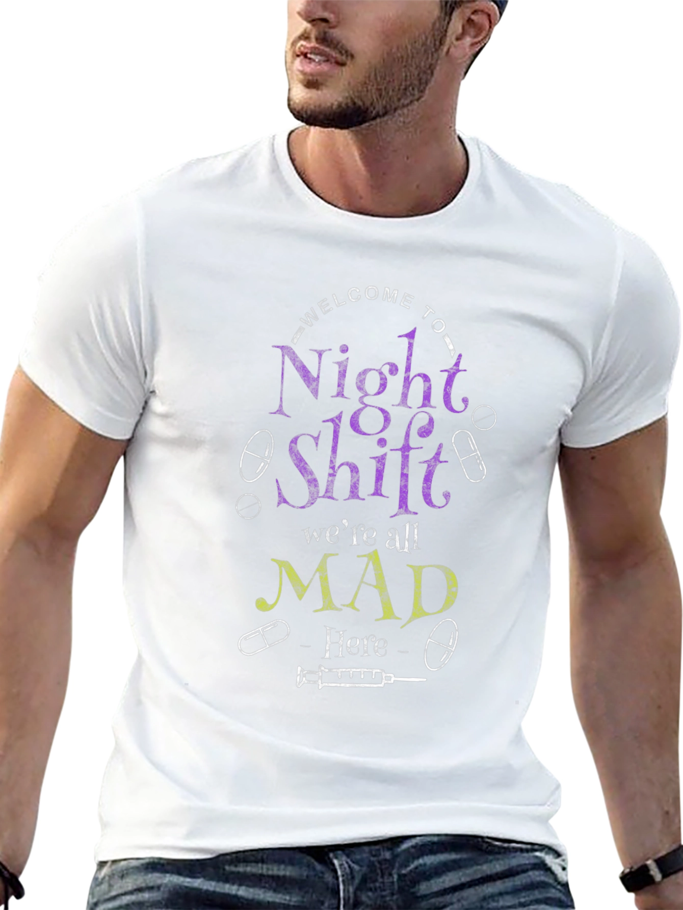 Night Shift Nurse T-Shirt Mad Here Graphic