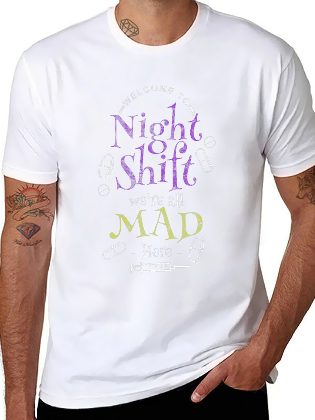 Night Shift Nurse T-Shirt Mad Here Graphic