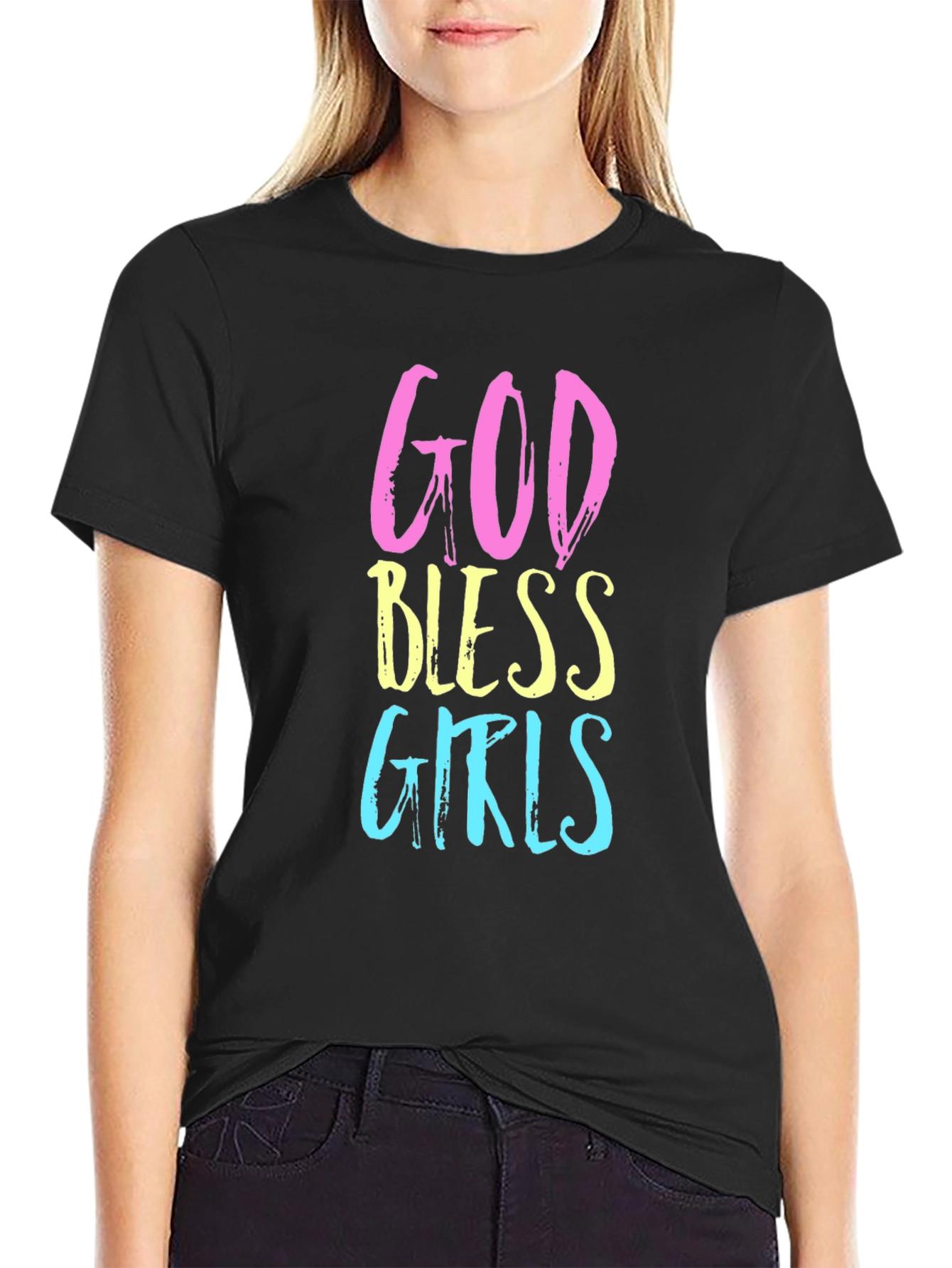 God Bless Girls Graphic Tee - Black