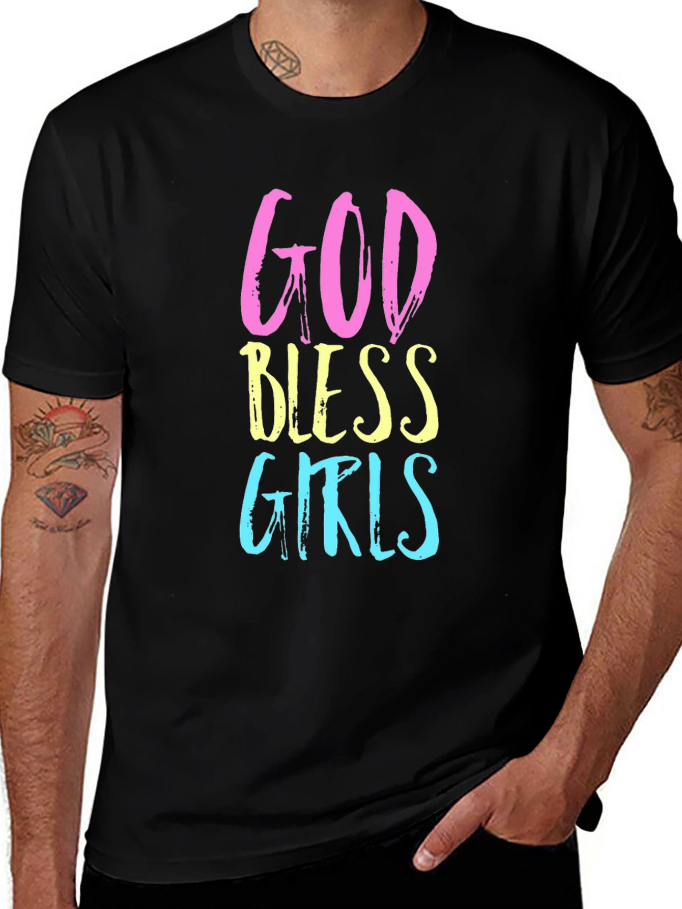 God Bless Girls Graphic Tee - Black