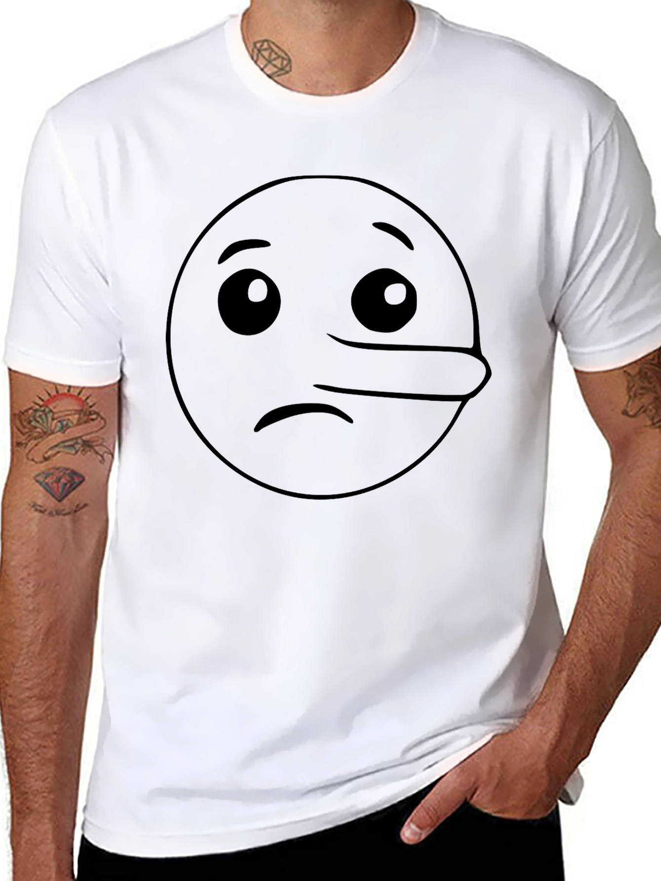 Liar Emoji Graphic T-Shirt - Black