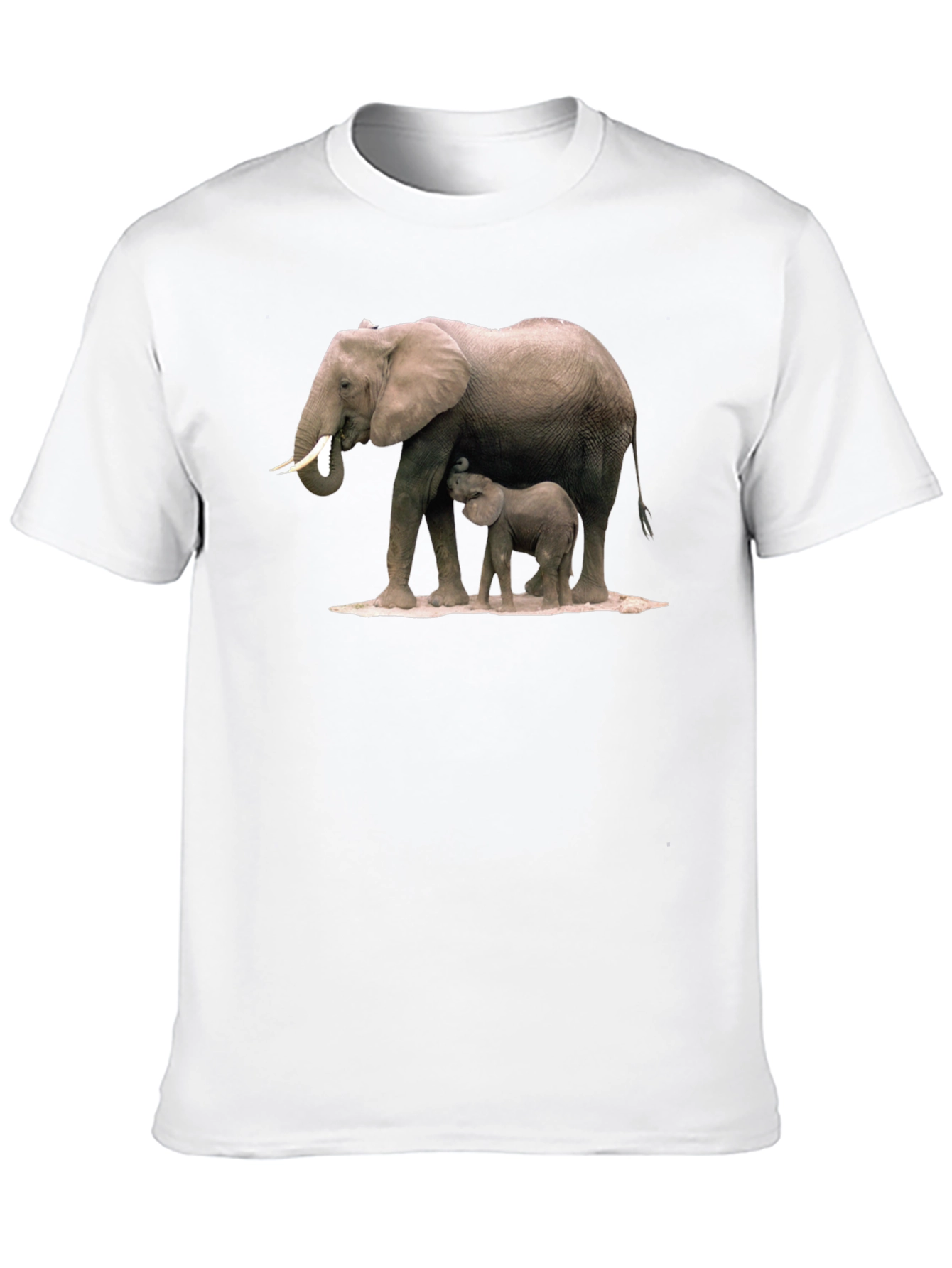 Elephant Mom and Baby Black T-Shirt