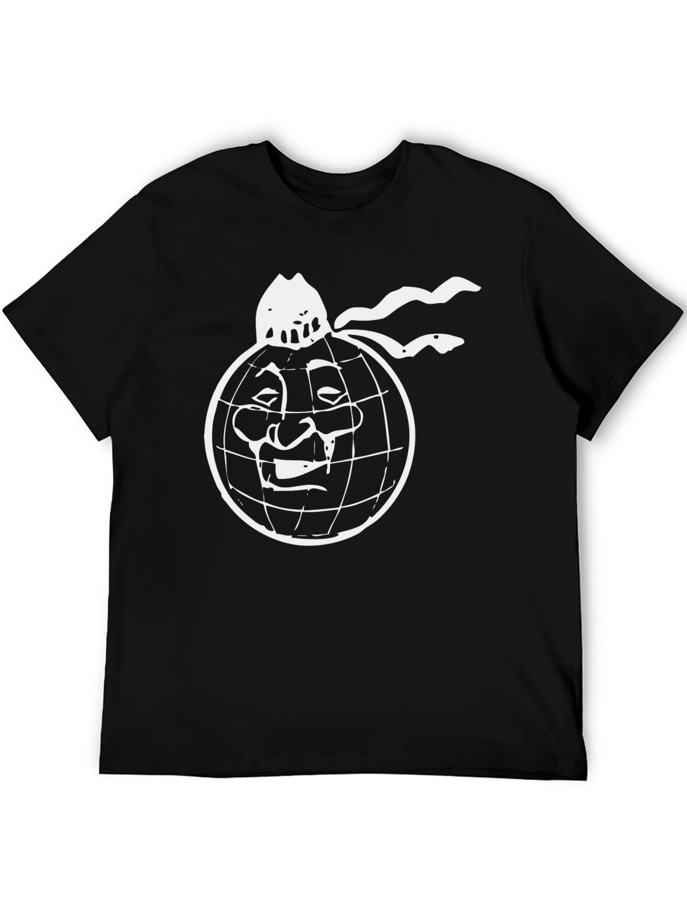 Black T-Shirt with World Face Graphic