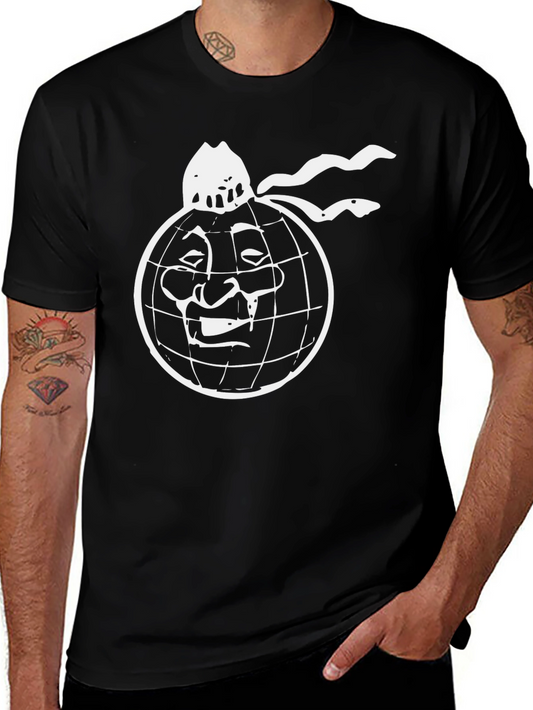 Black T-Shirt with World Face Graphic