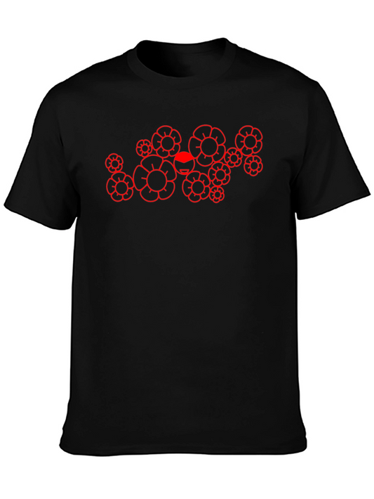 Abstract Flower Graphic Black T-Shirt