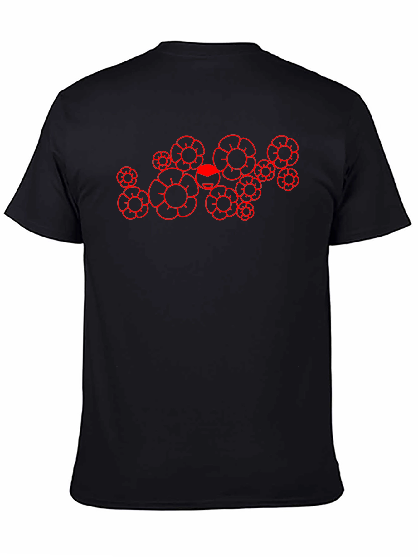 Abstract Flower Graphic Black T-Shirt