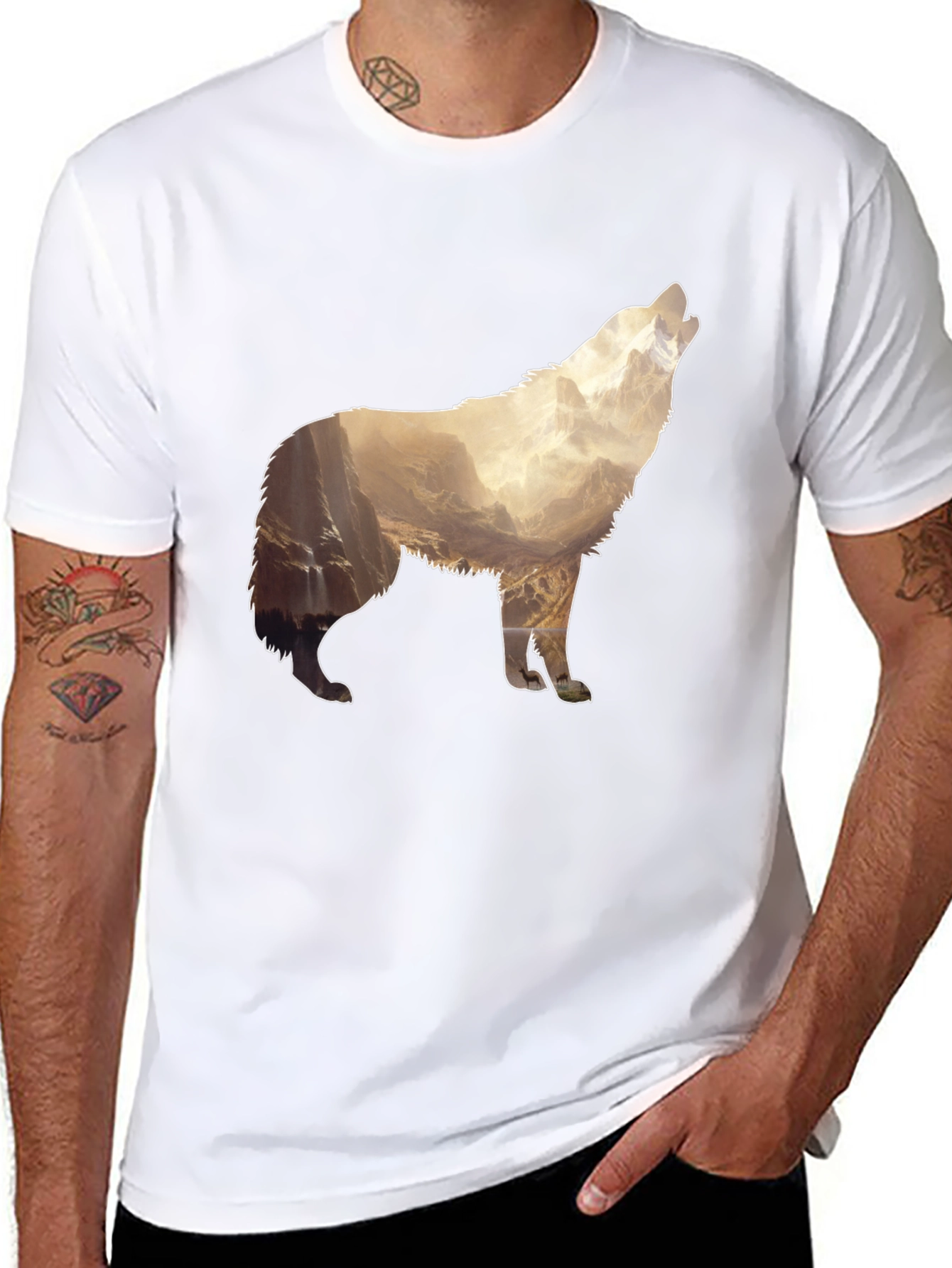 Wolf Mountain Graphic Print T-Shirt