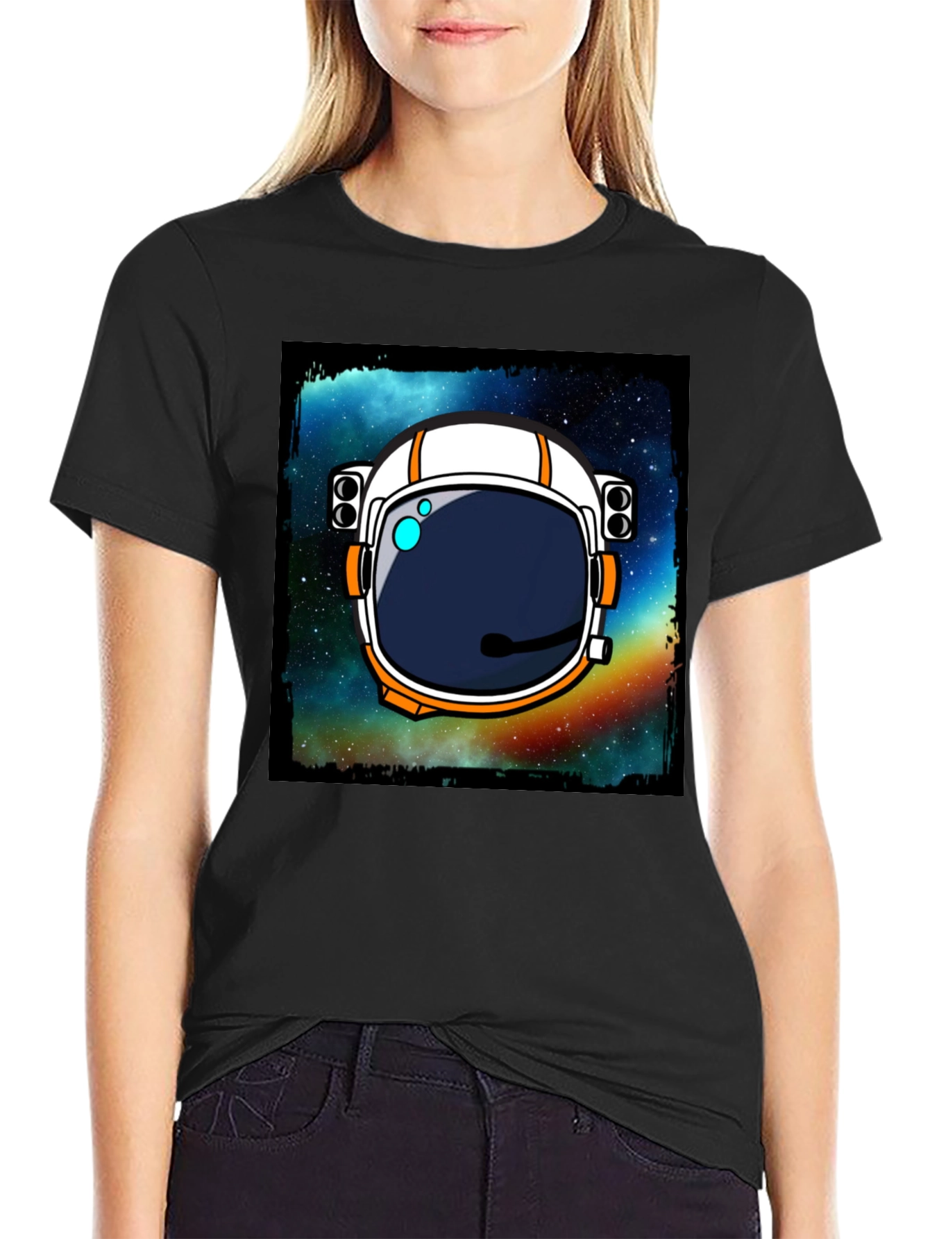 Astronaut Helmet Graphic Tee - Space Exploration T-Shirt