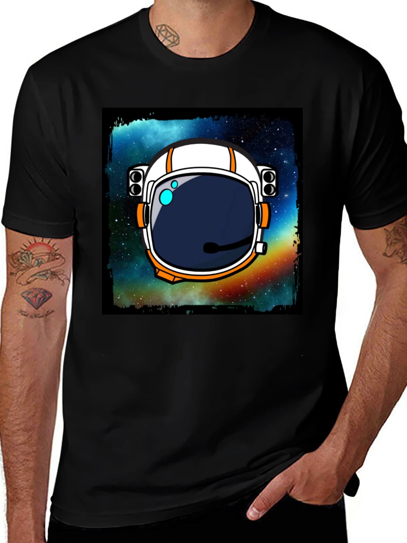 Astronaut Helmet Graphic Tee - Space Exploration T-Shirt