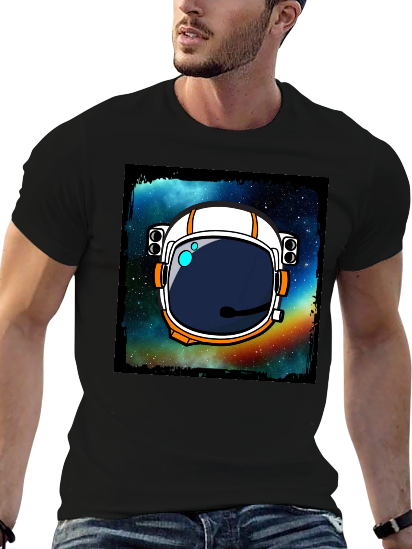 Astronaut Helmet Graphic Tee - Space Exploration T-Shirt