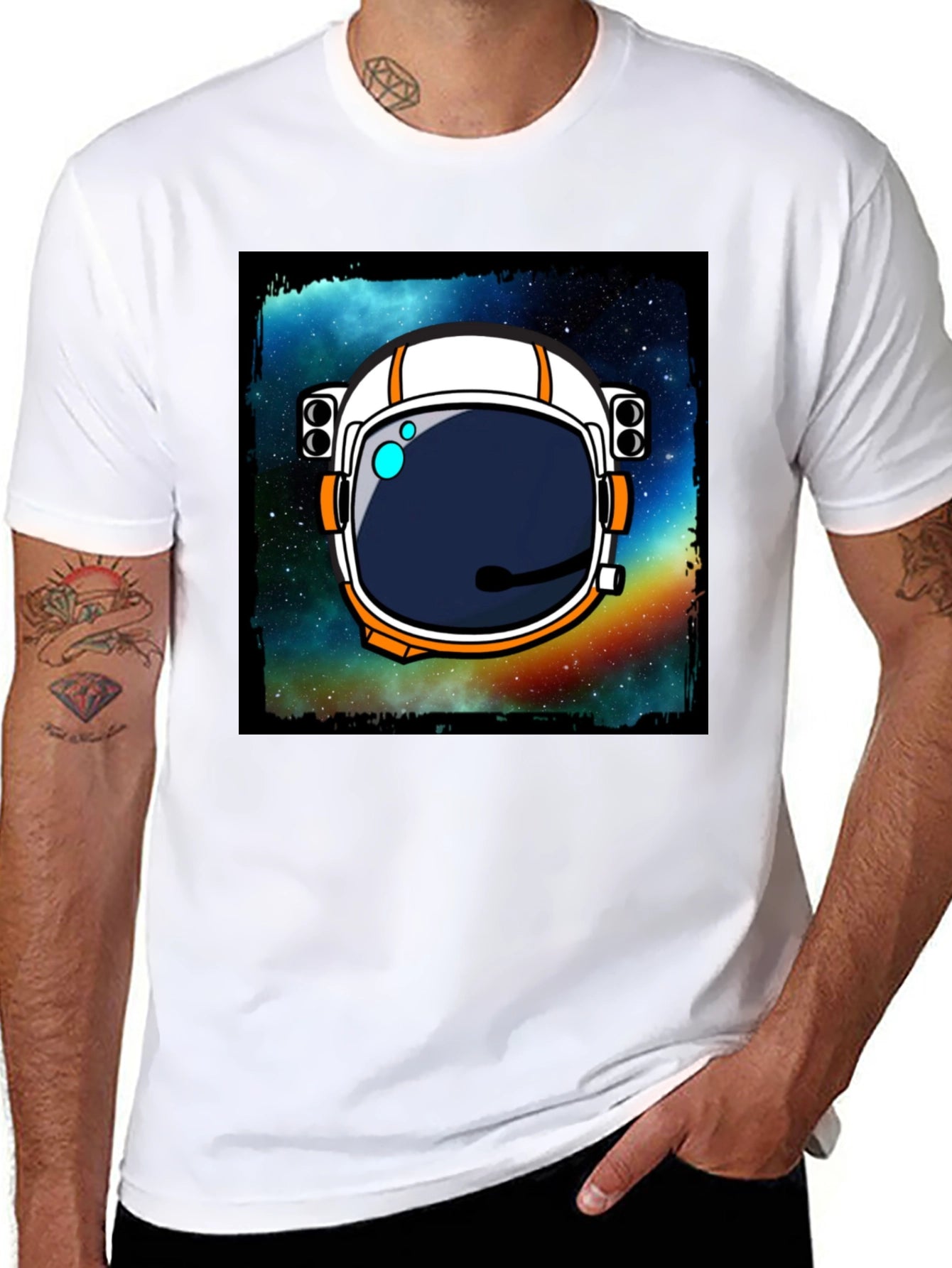 Astronaut Helmet Graphic Tee - Space Exploration T-Shirt