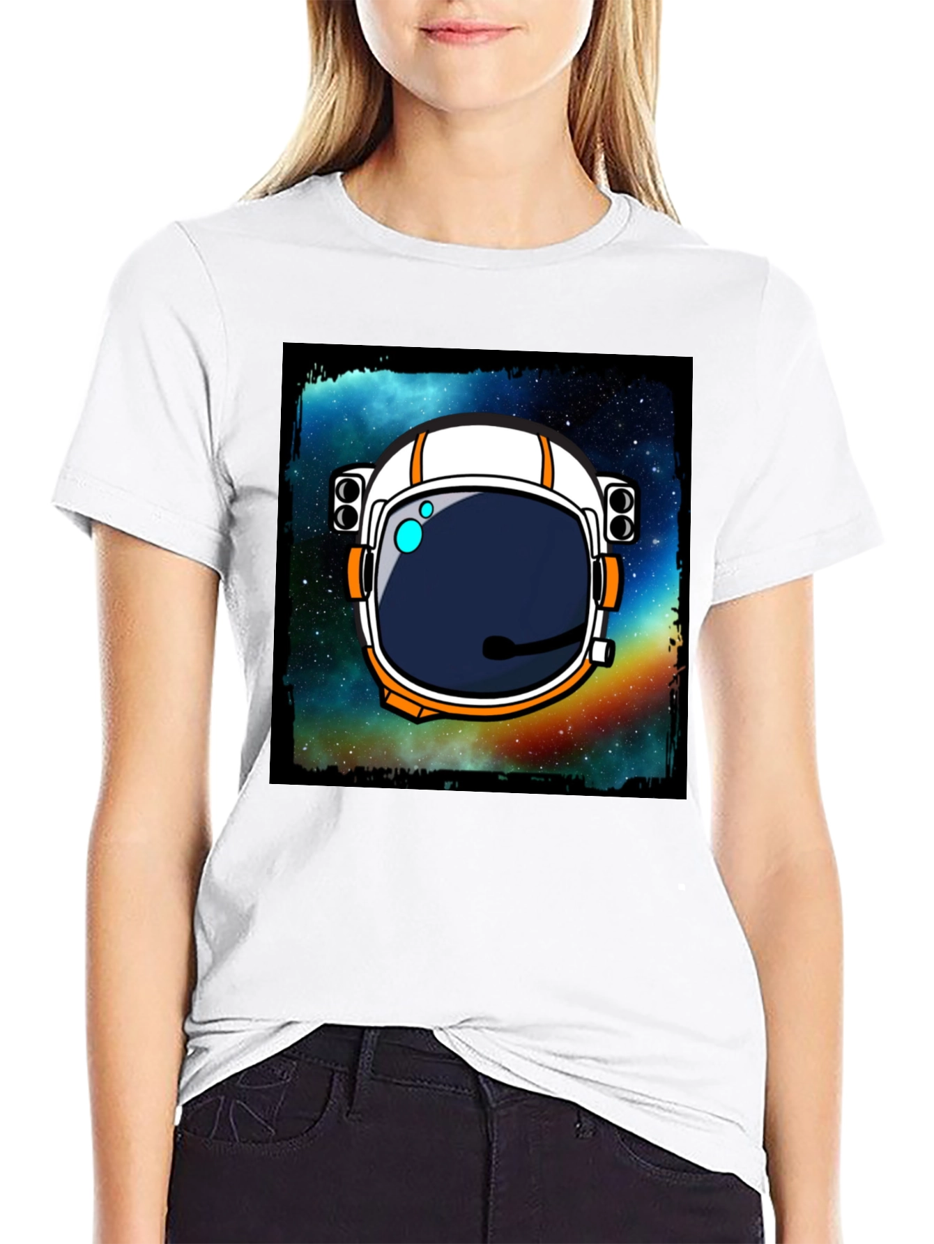 Astronaut Helmet Graphic Tee - Space Exploration T-Shirt