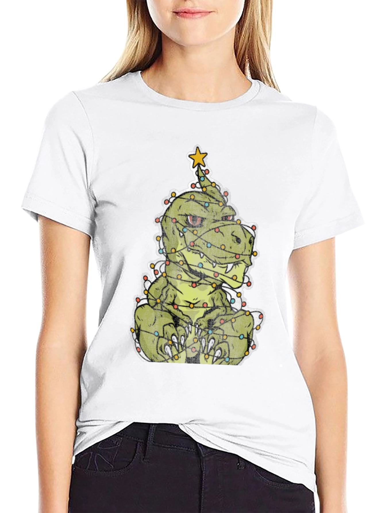 Dino Christmas Tree T-Shirt - Festive Dinosaur Tee