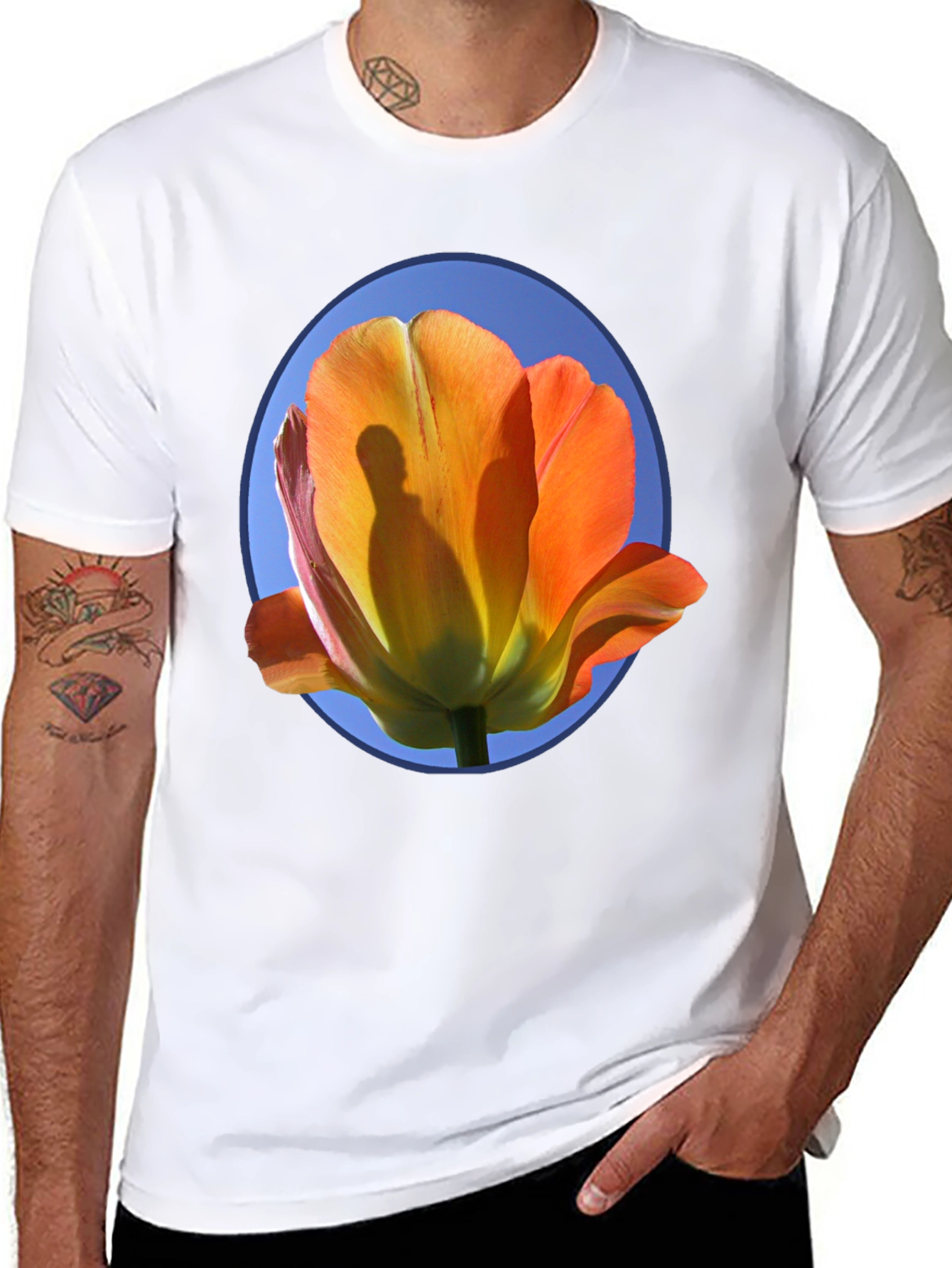 Floral Graphic Tee - Artistic Tulip Design