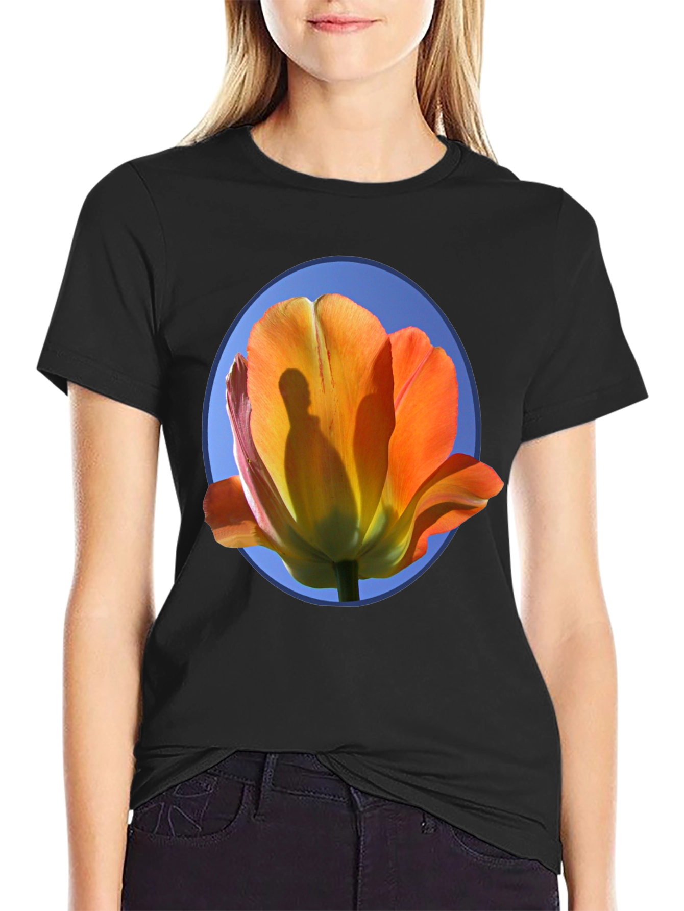 Floral Graphic Tee - Artistic Tulip Design