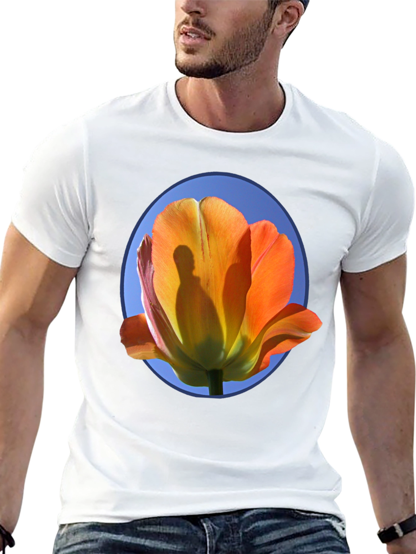 Floral Graphic Tee - Artistic Tulip Design