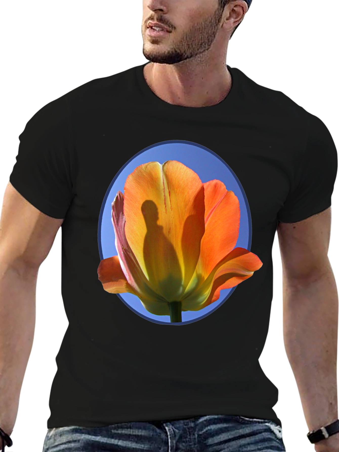 Floral Graphic Tee - Artistic Tulip Design
