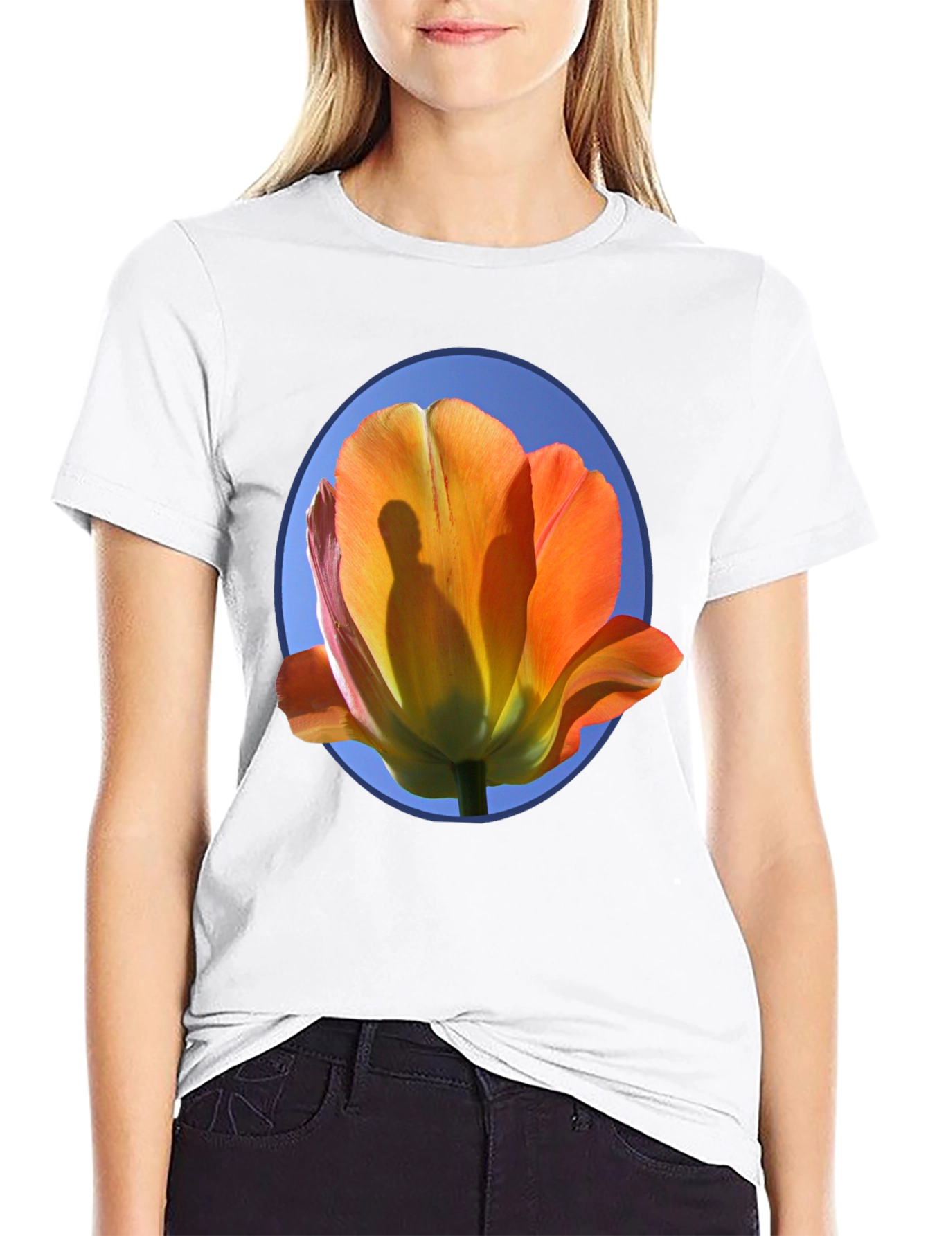 Floral Graphic Tee - Artistic Tulip Design