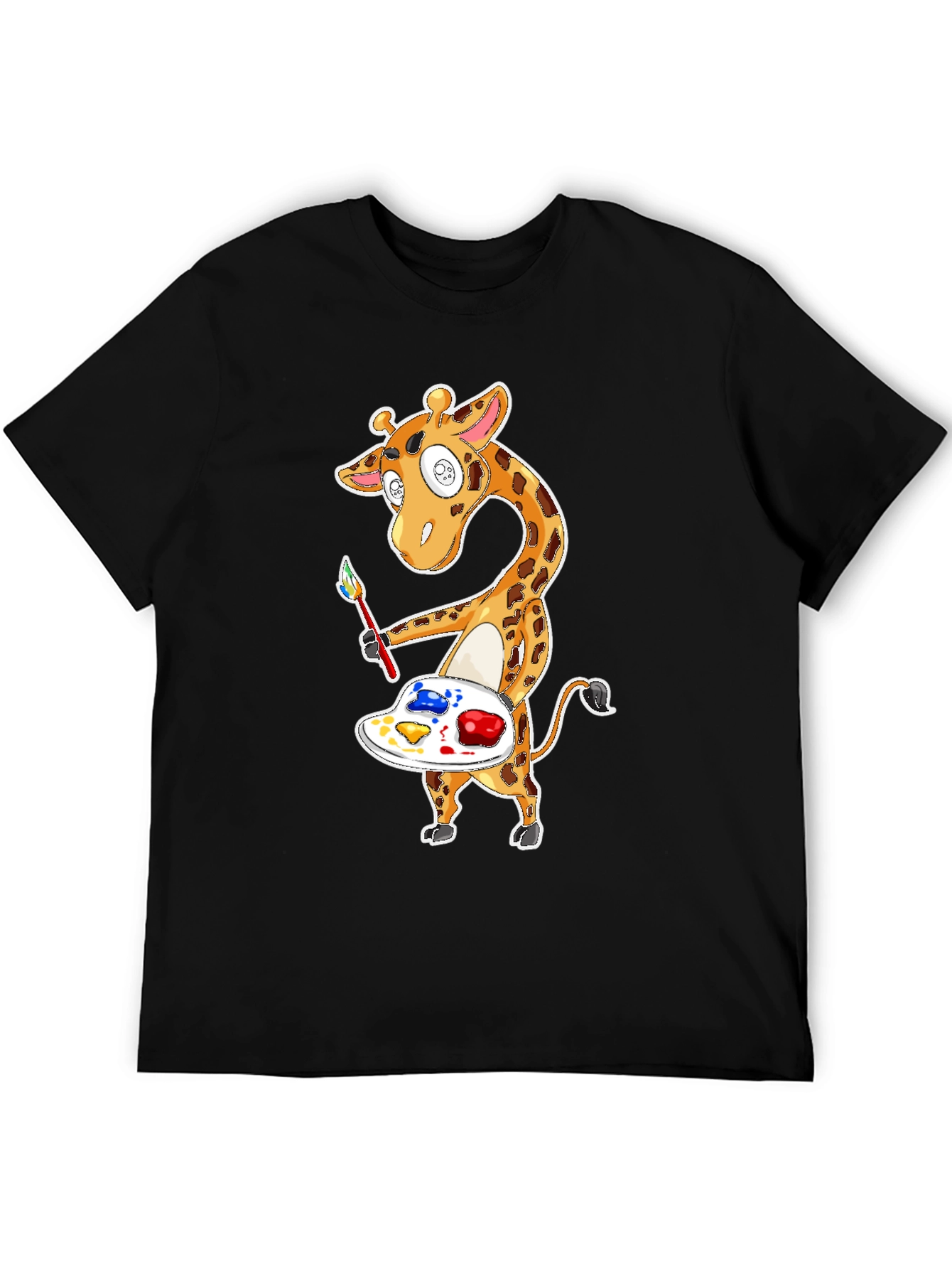 Giraffe Artist Graphic T-Shirt