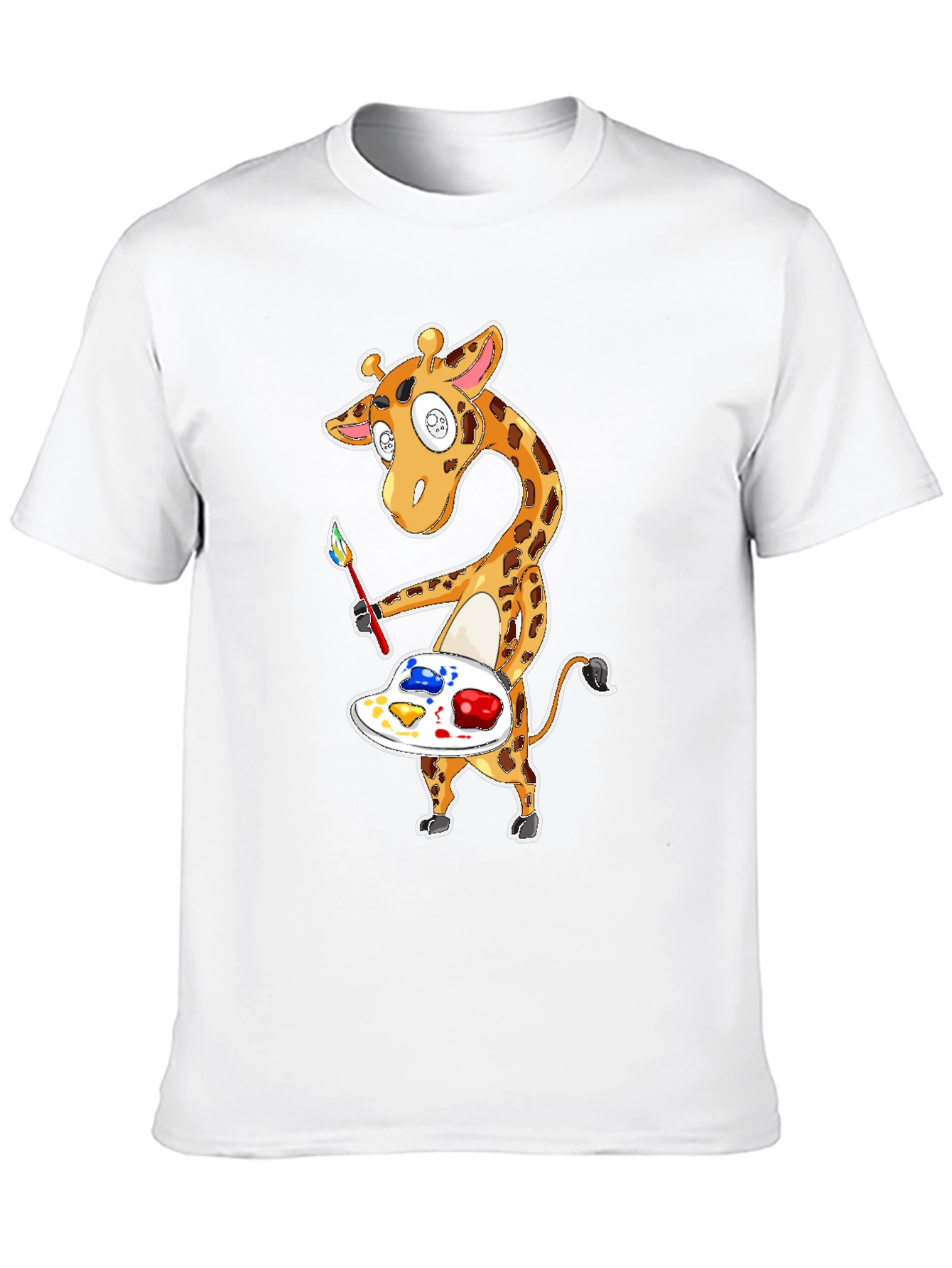 Giraffe Artist Graphic T-Shirt