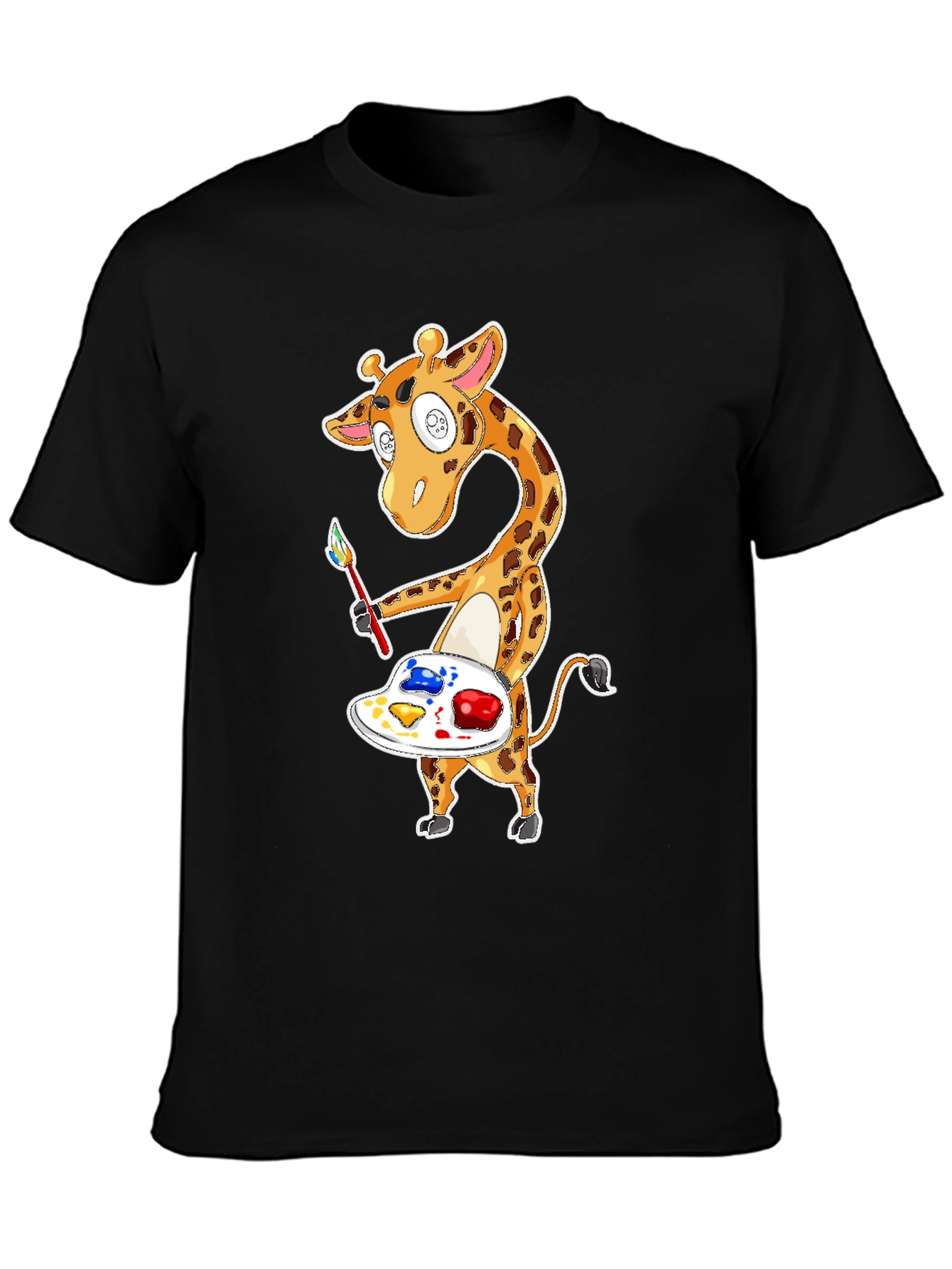 Giraffe Artist Graphic T-Shirt