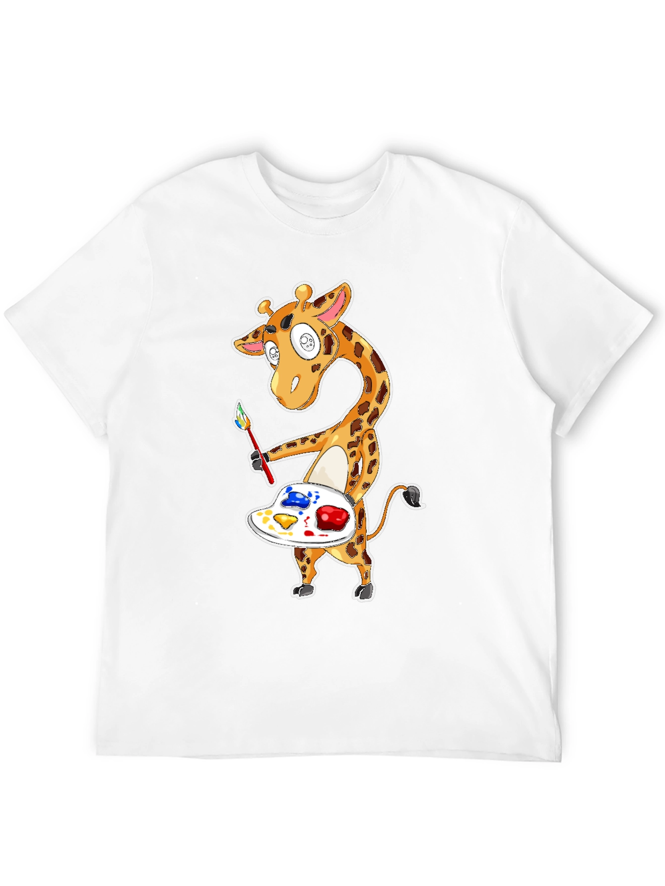 Giraffe Artist Graphic T-Shirt