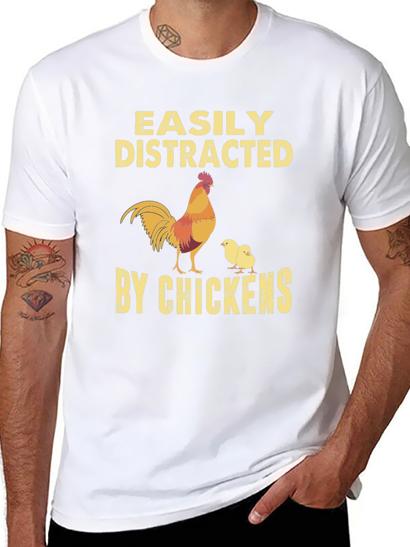 Easily Distracted By Chickens Graphic T-Shirt