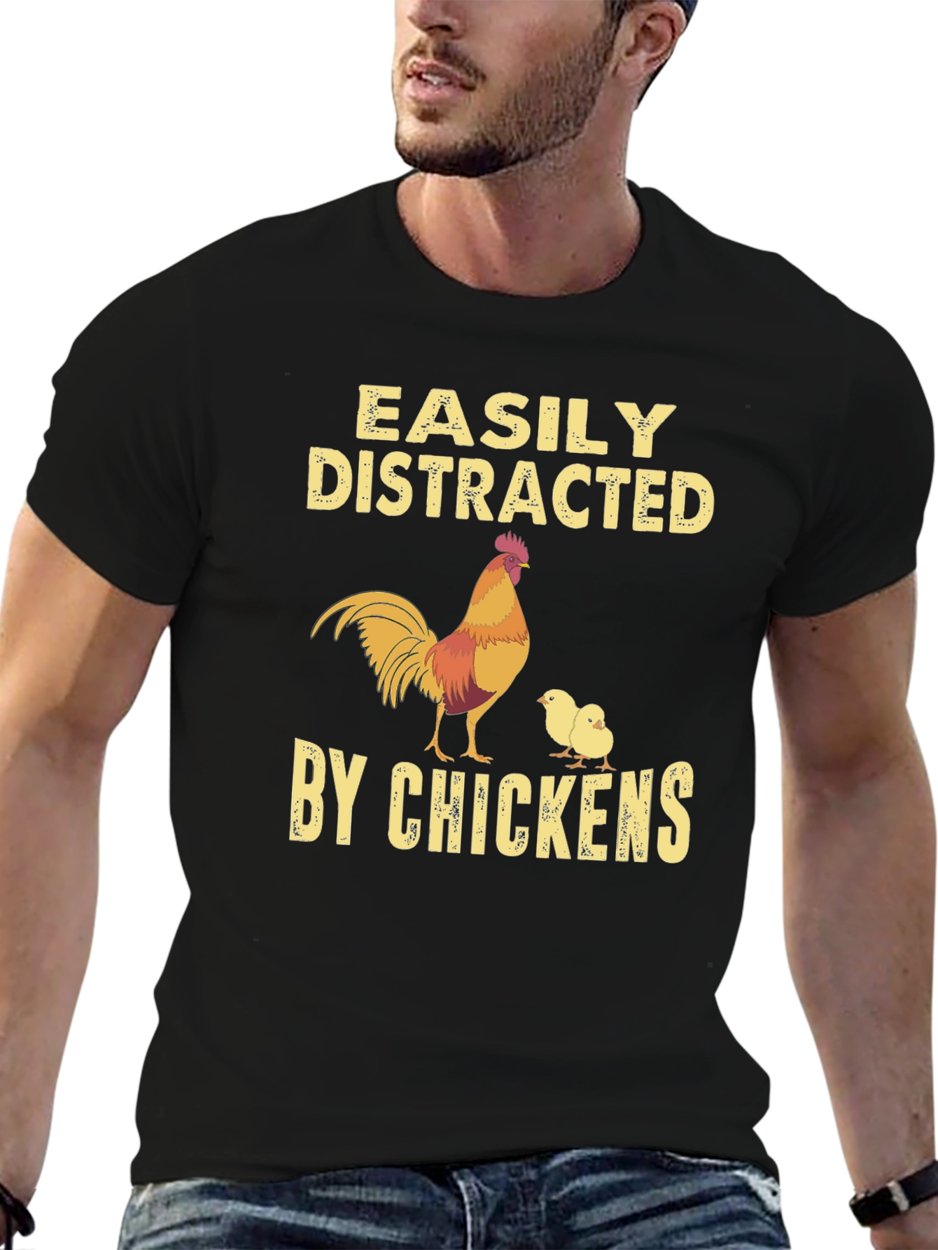 Easily Distracted By Chickens Graphic T-Shirt