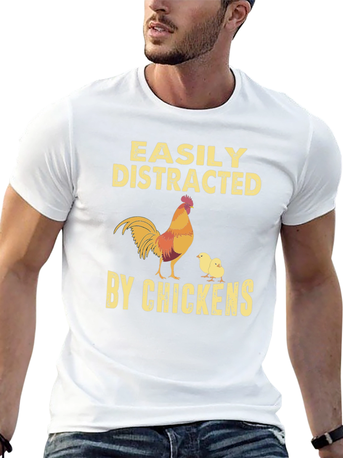 Easily Distracted By Chickens Graphic T-Shirt
