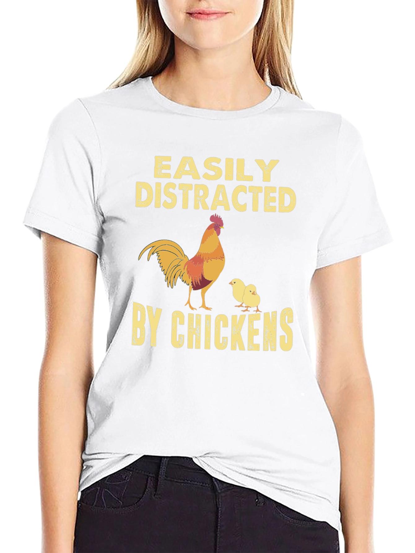 Easily Distracted By Chickens Graphic T-Shirt
