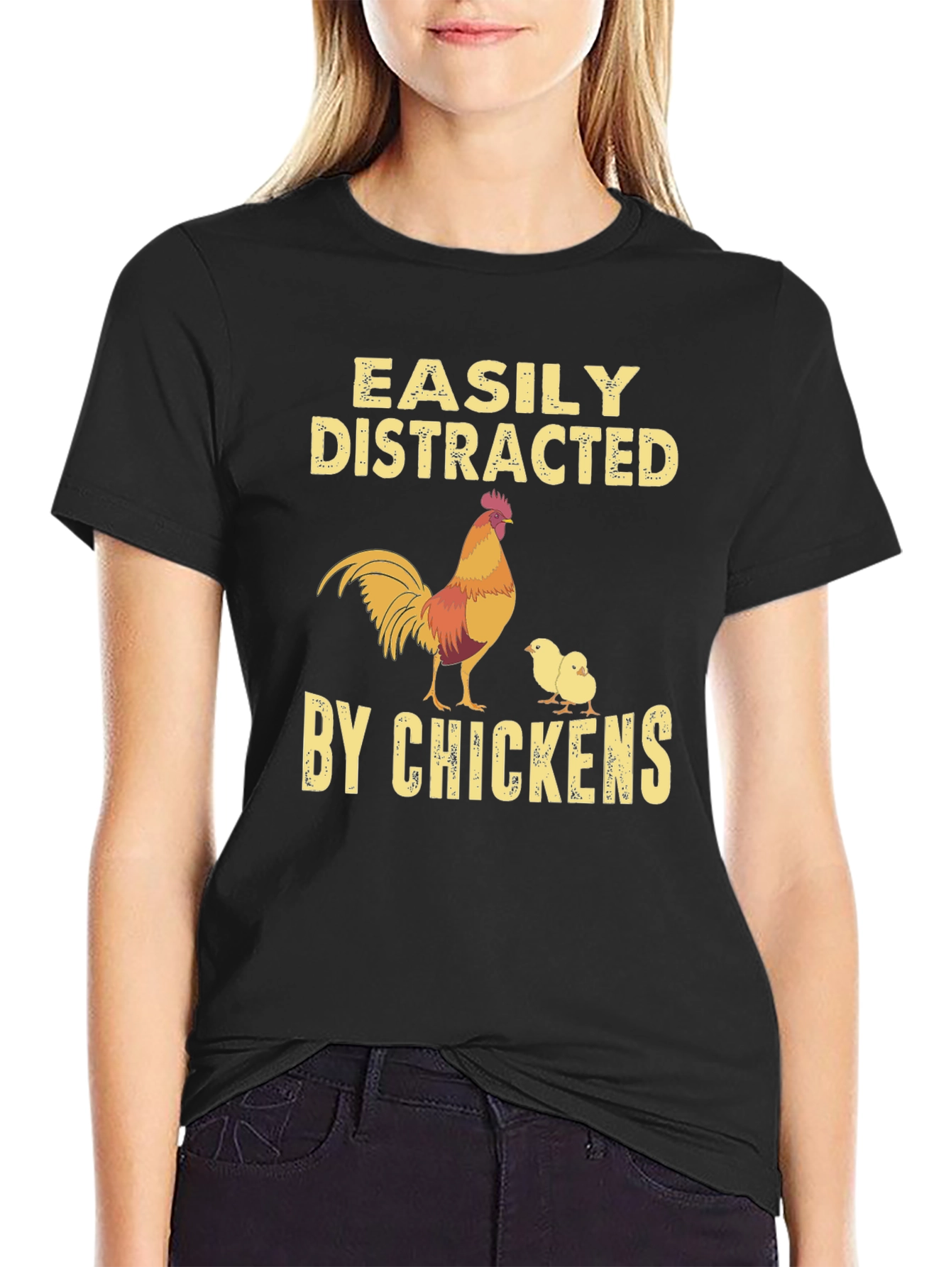 Easily Distracted By Chickens Graphic T-Shirt