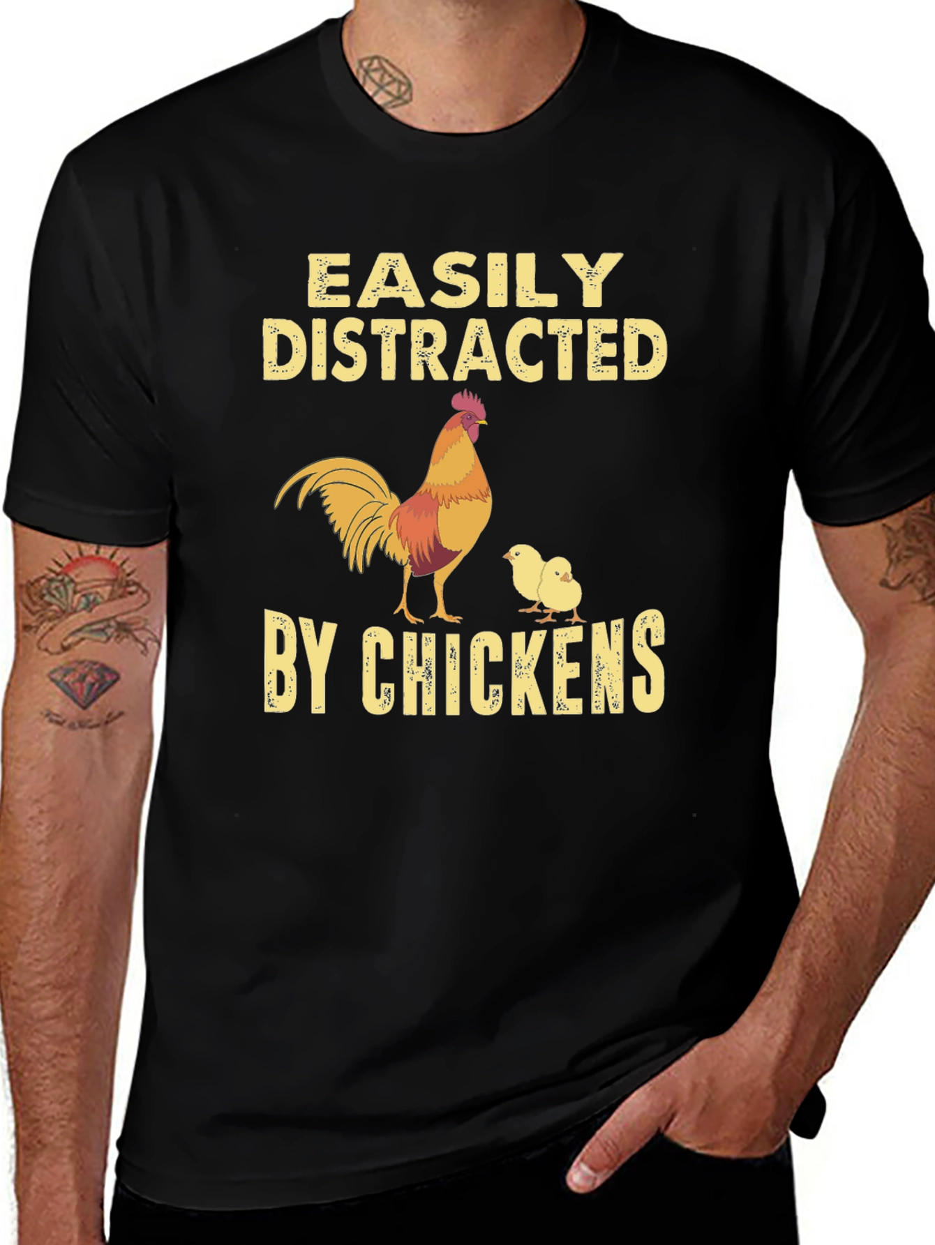 Easily Distracted By Chickens Graphic T-Shirt