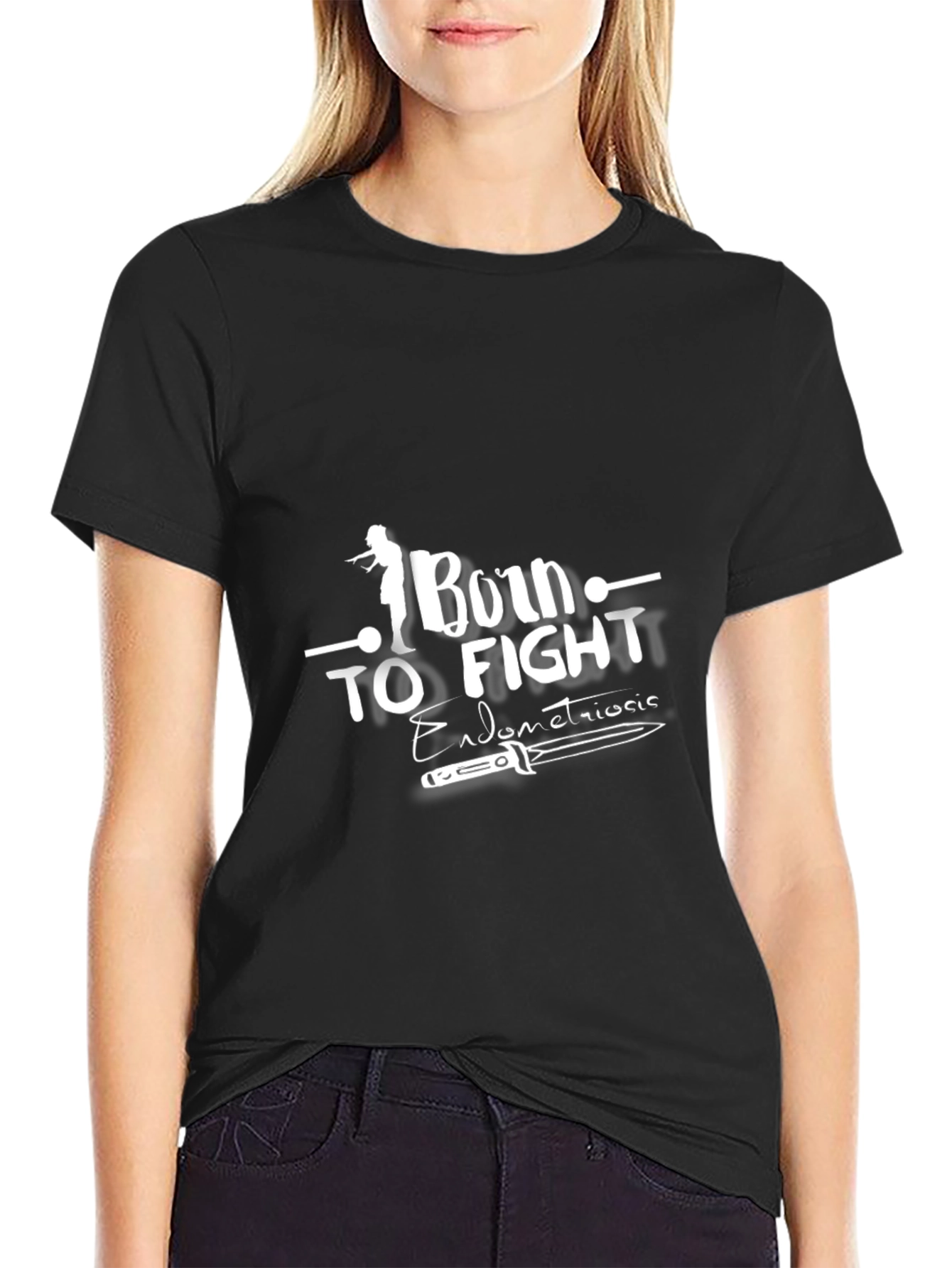 Born to Fight Endometriosis Awareness Black Tee