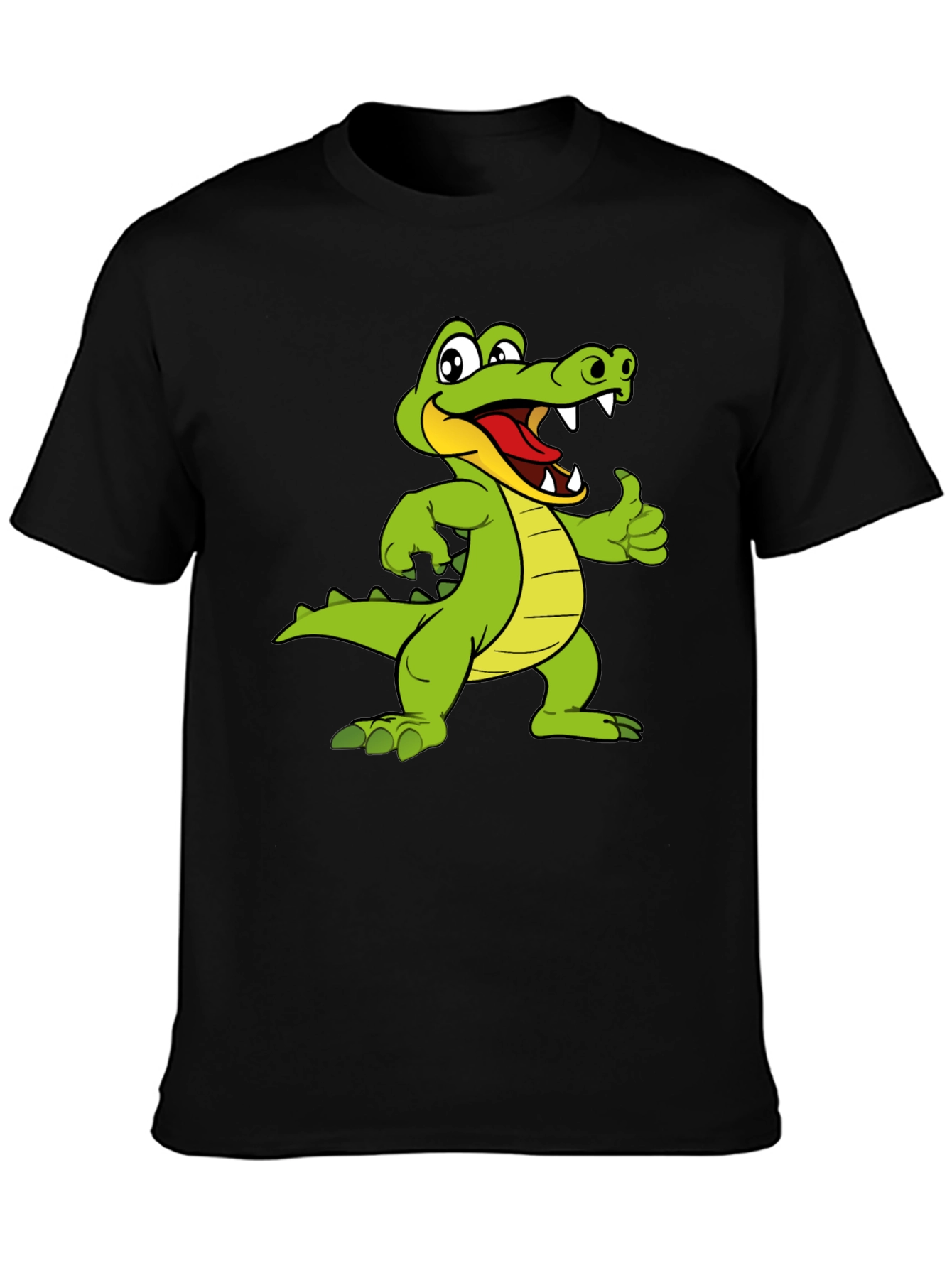 Cartoon Alligator Graphic Black T-Shirt