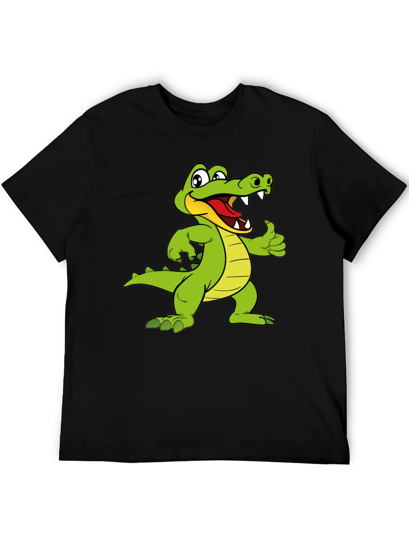 Cartoon Alligator Graphic Black T-Shirt