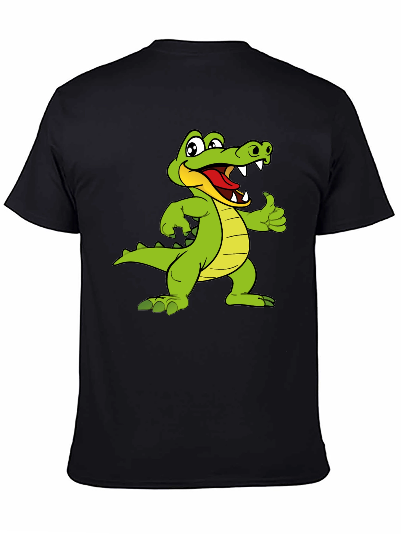 Cartoon Alligator Graphic Black T-Shirt