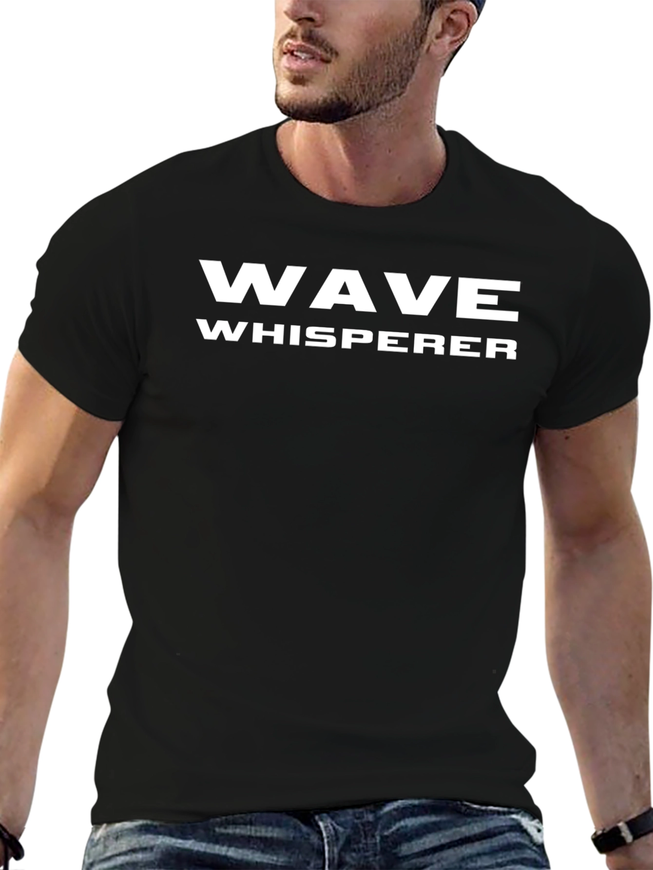 Wave Whisperer Graphic Tee - Black Cotton T-Shirt