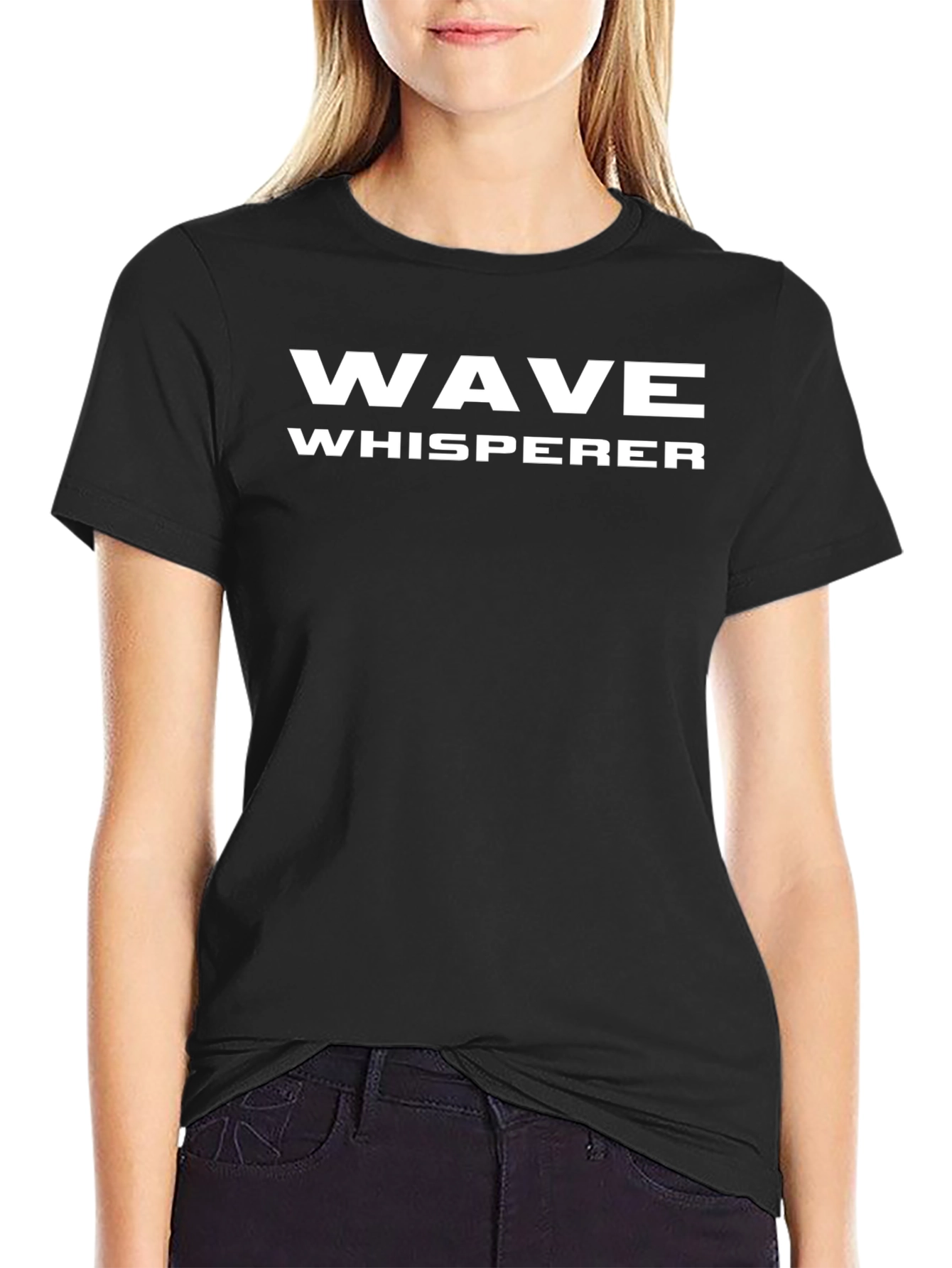 Wave Whisperer Graphic Tee - Black Cotton T-Shirt
