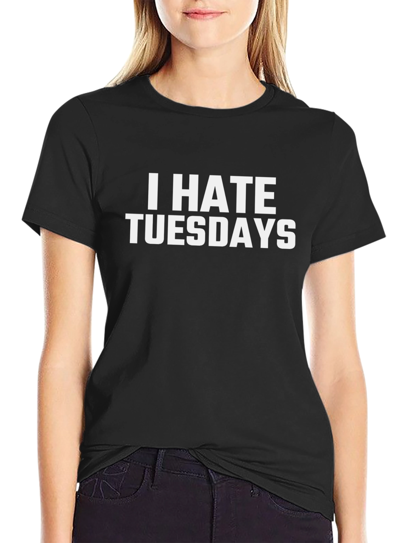I Hate Tuesdays Graphic Tee - Black Cotton T-Shirt