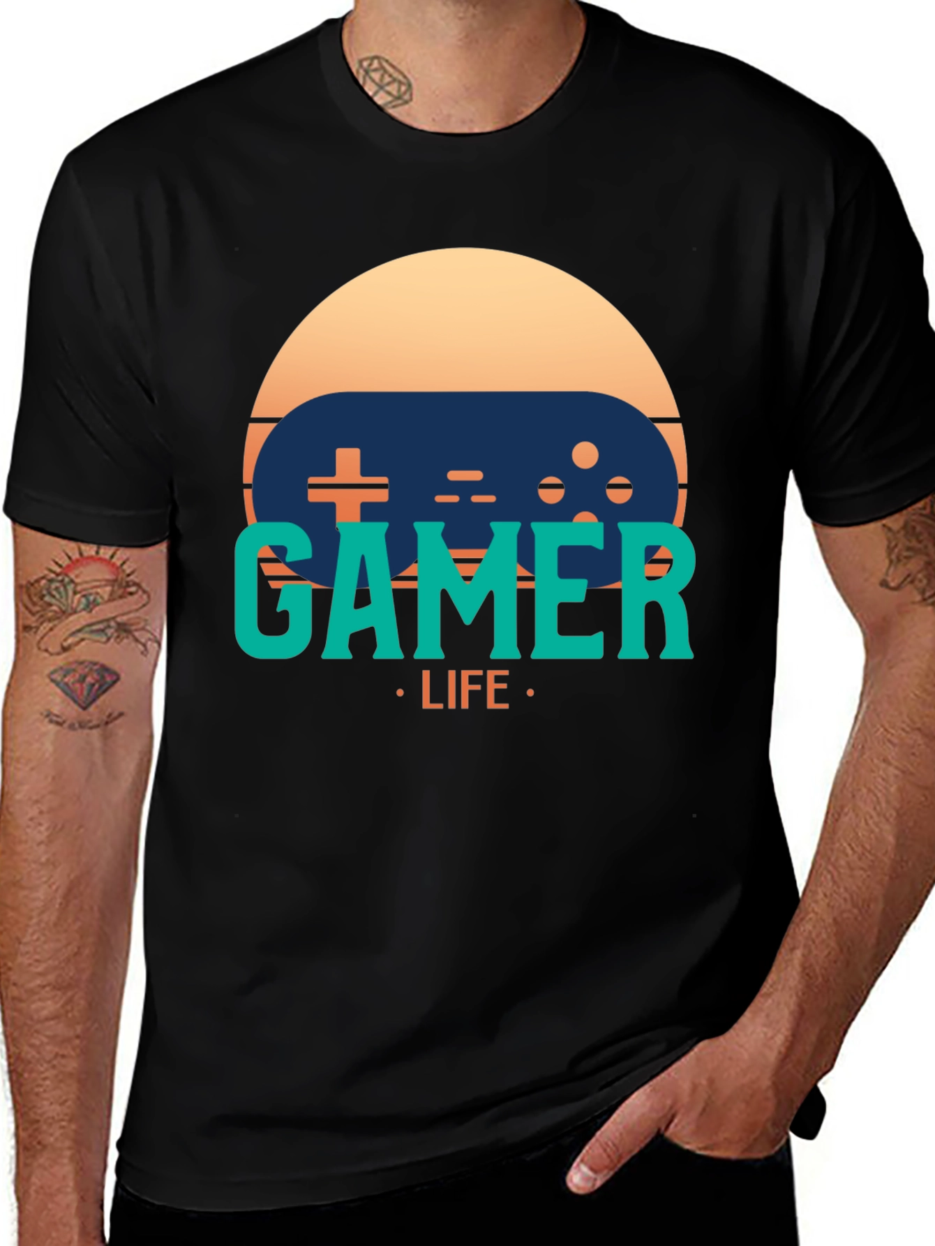 Gamer Life Graphic Tee - Retro Console Style