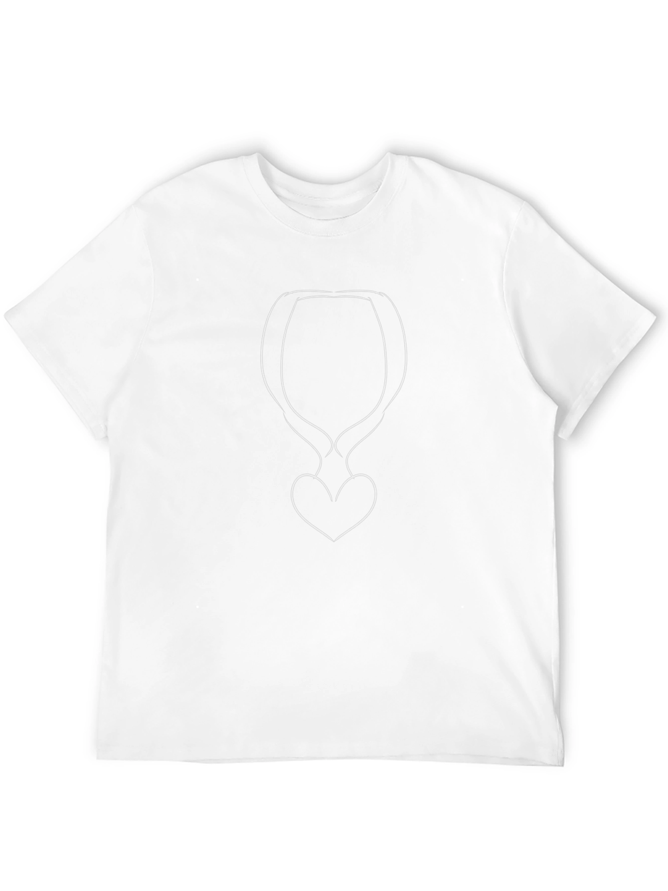 Minimalist Heart Wine Glass Graphic Black T-Shirt
