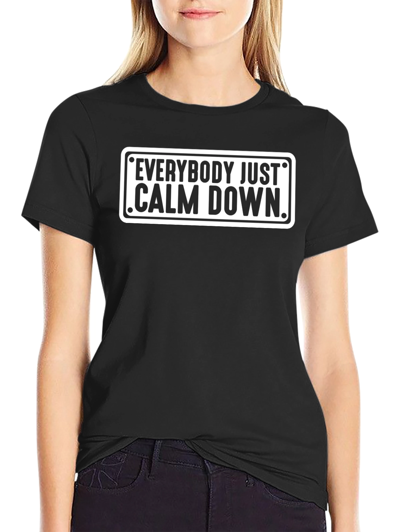 Everybody Just Calm Down Black Graphic Tee