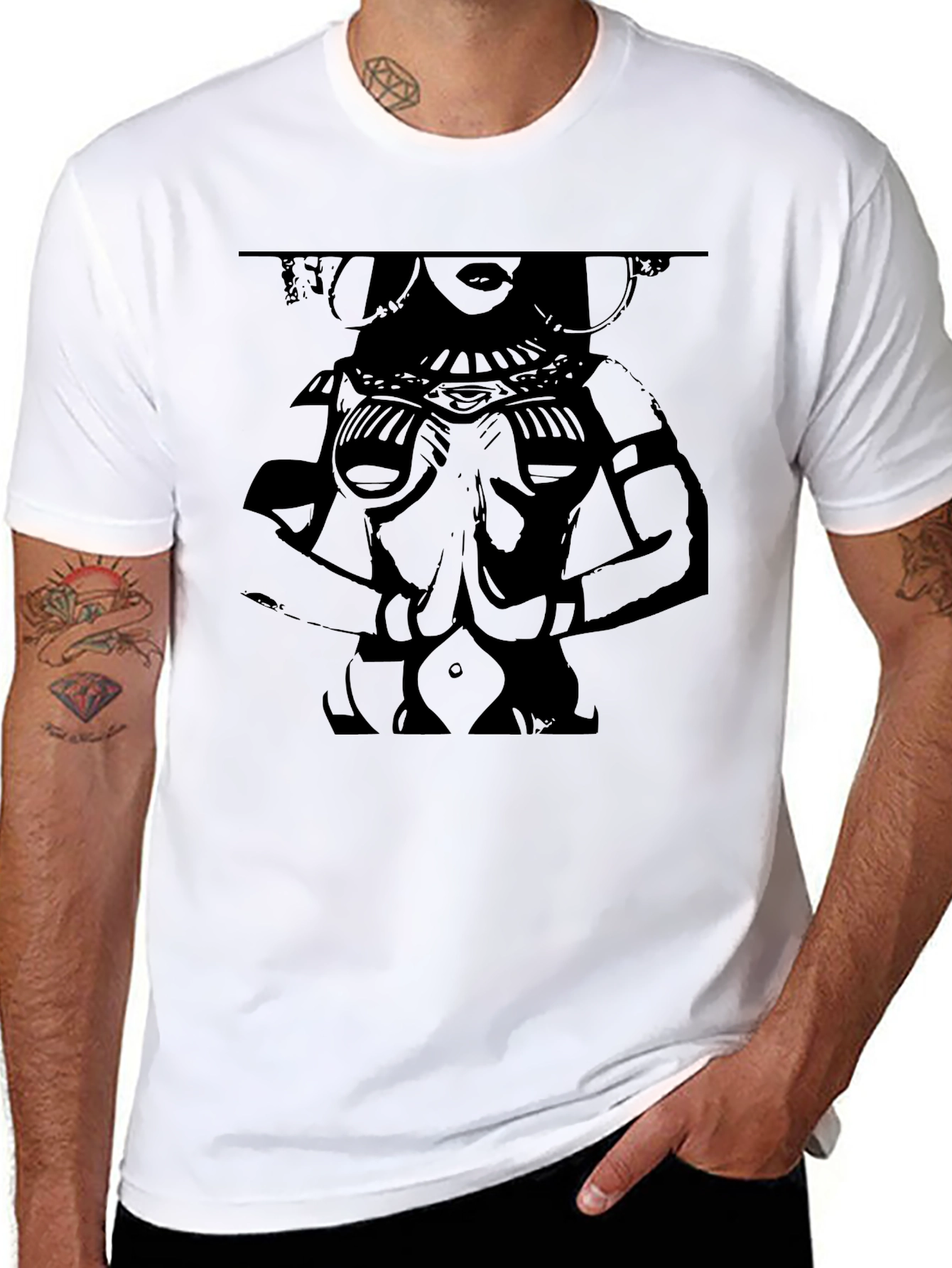 Bold Graphic Print Tee - Black