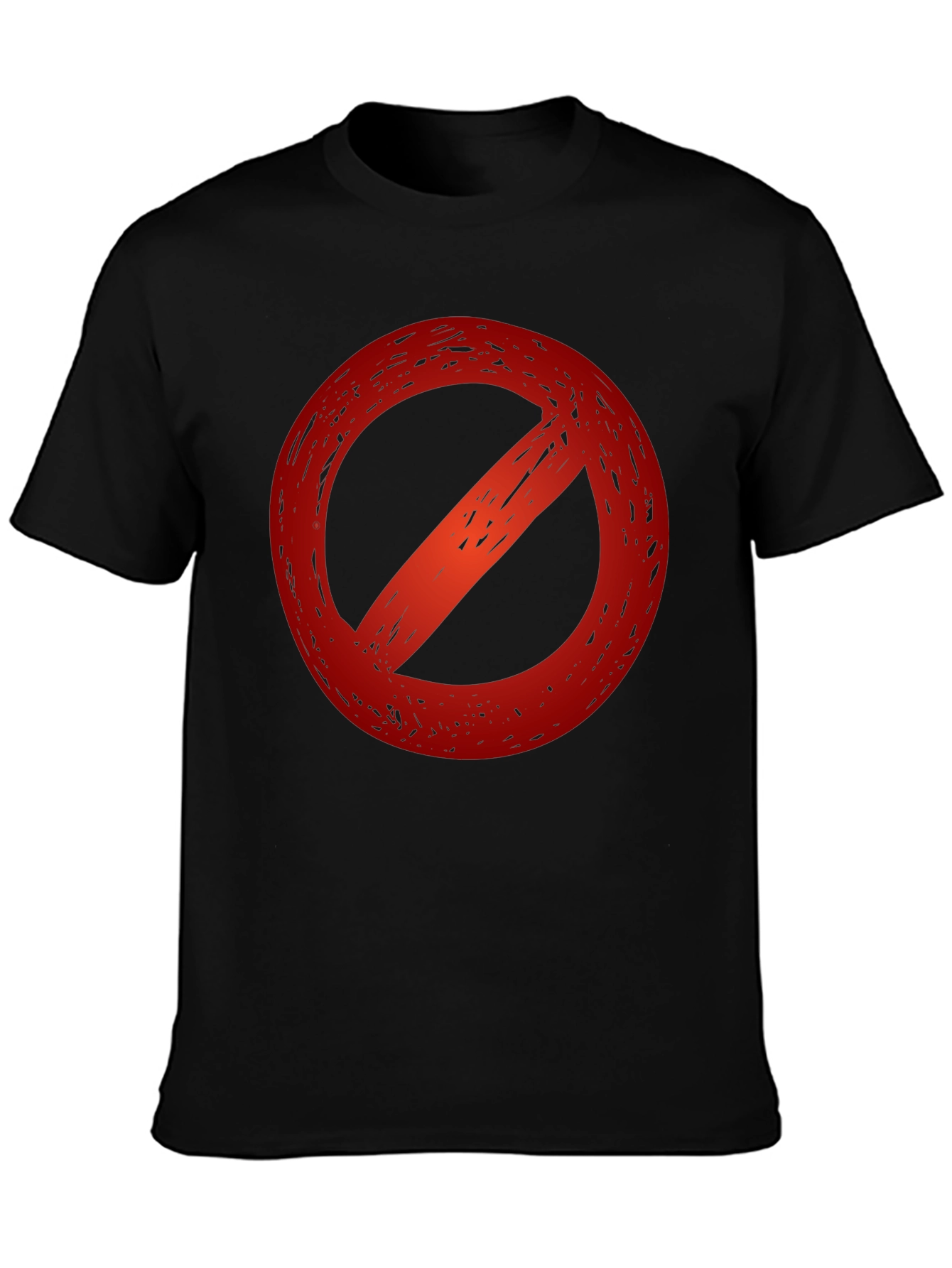 Black T-Shirt with a Red Prohibition Symbol