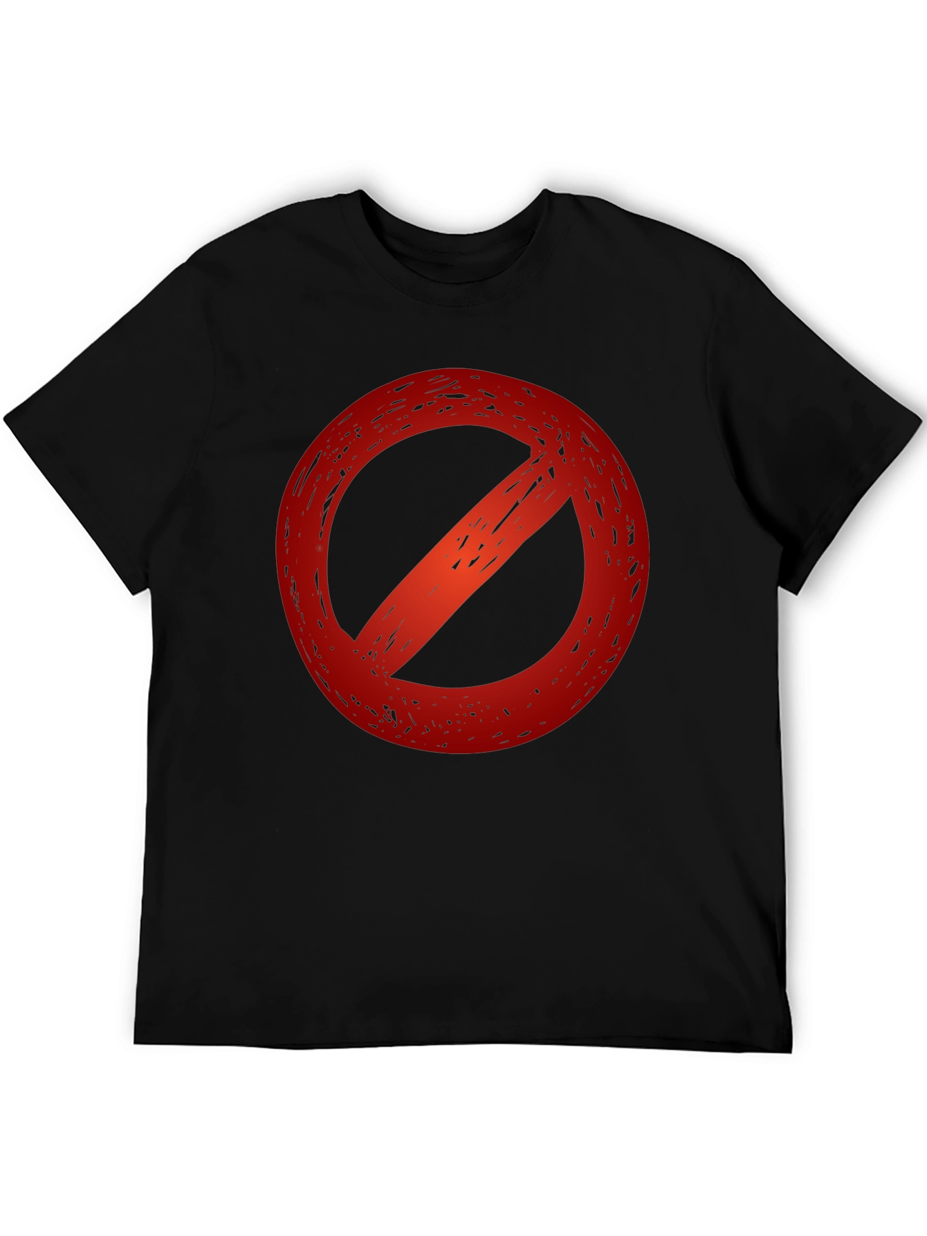 Black T-Shirt with a Red Prohibition Symbol