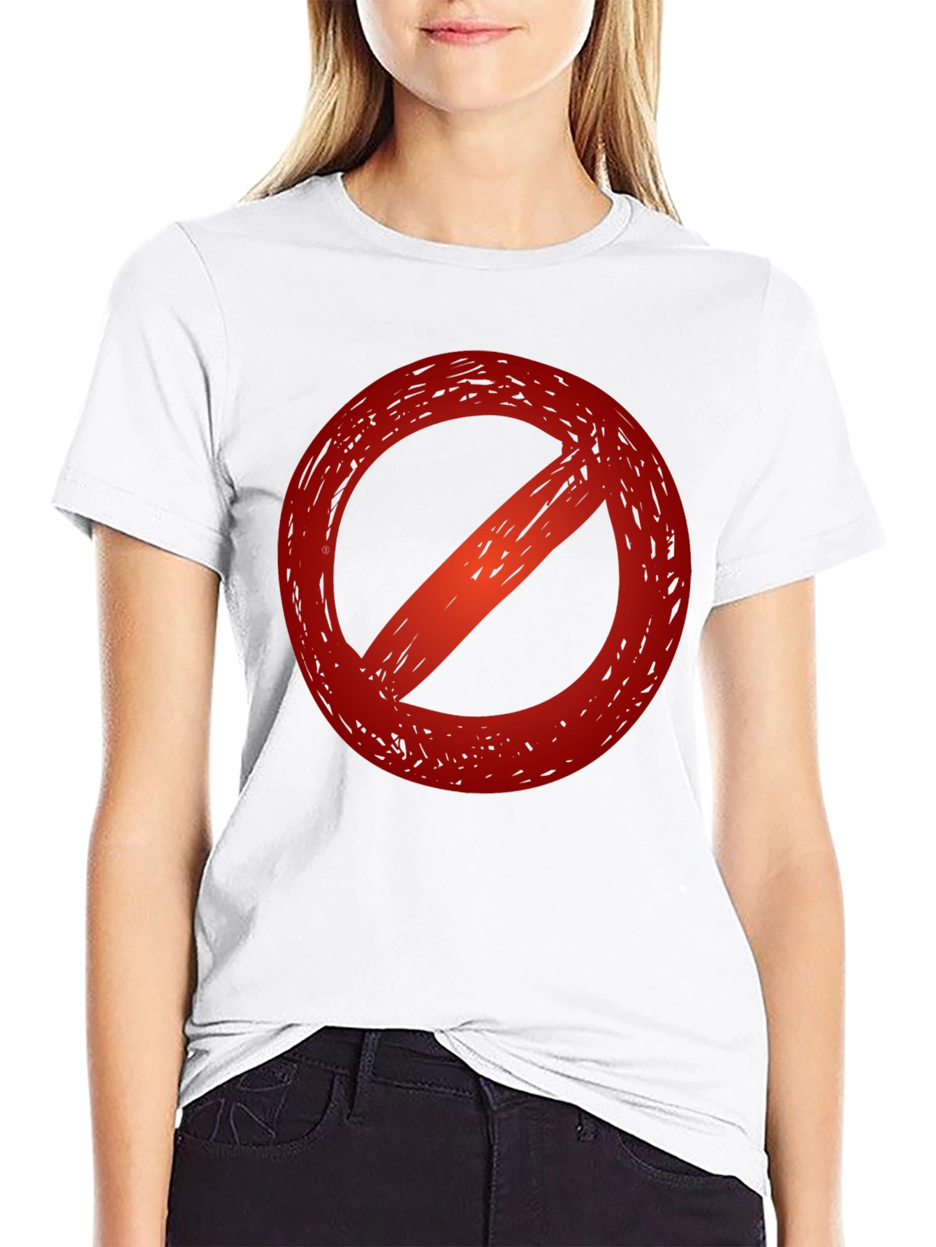 Black T-Shirt with a Red Prohibition Symbol