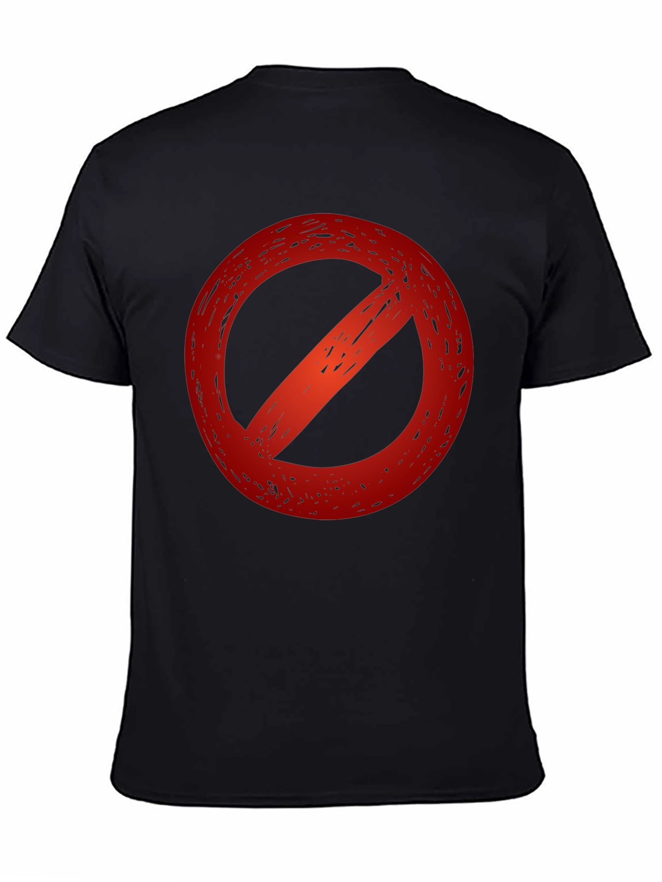 Black T-Shirt with a Red Prohibition Symbol
